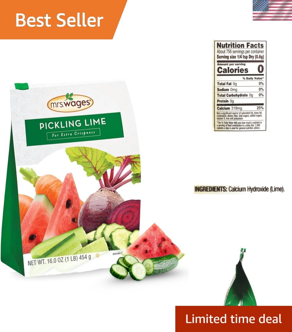 Easy Pickling Lime – 1 lb Value Pack of 6 for Crisp, Flavorful Homemade Pickles