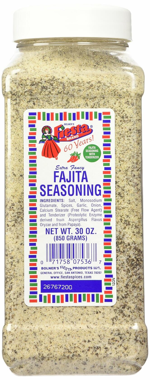 Bolner’s Fiesta Extra Fancy Fajita Seasoning, 30-Ounce Plastic Canister