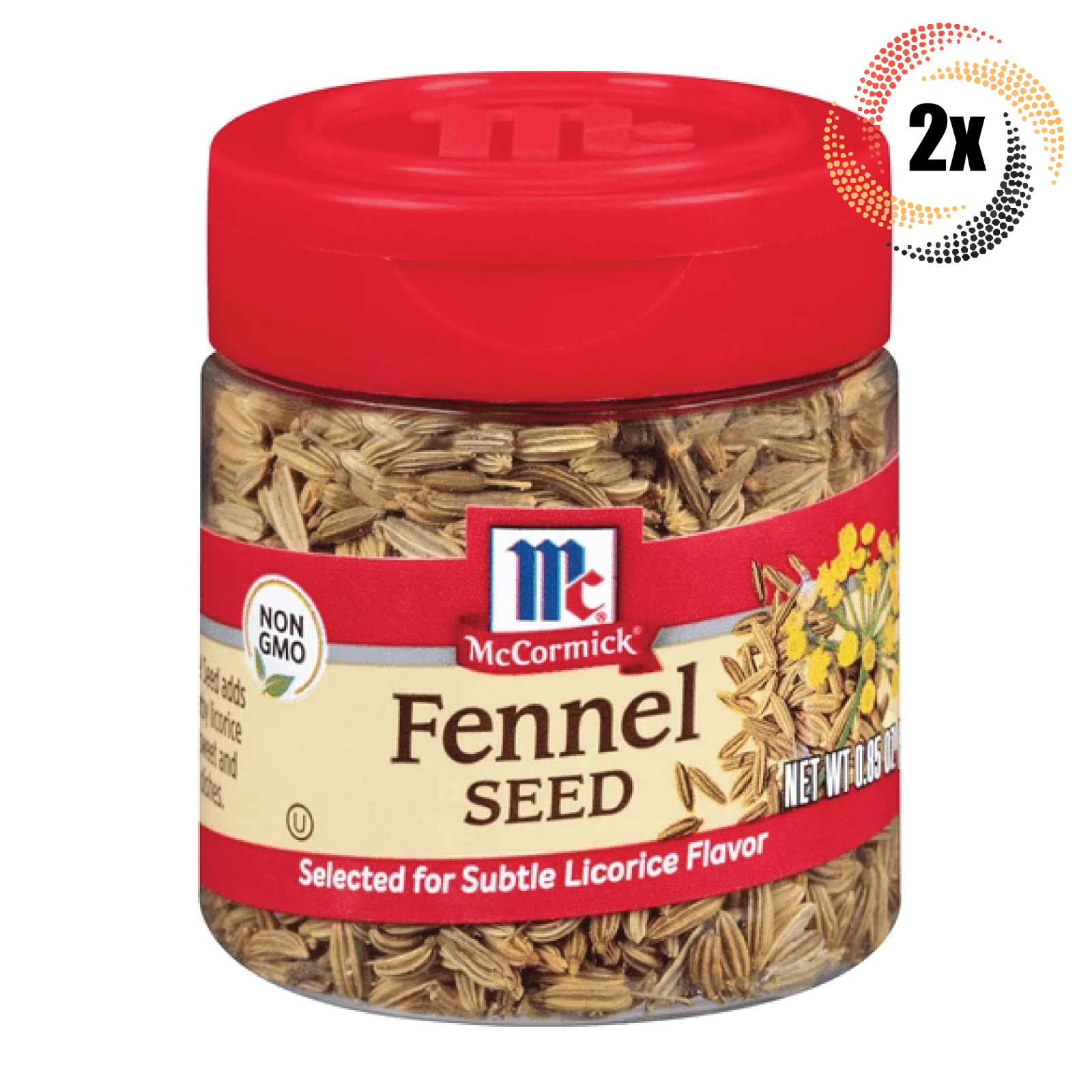 2x Shakers McCormick Fennel Seed Seasoning | .85oz | Subtle Licorice Flavor