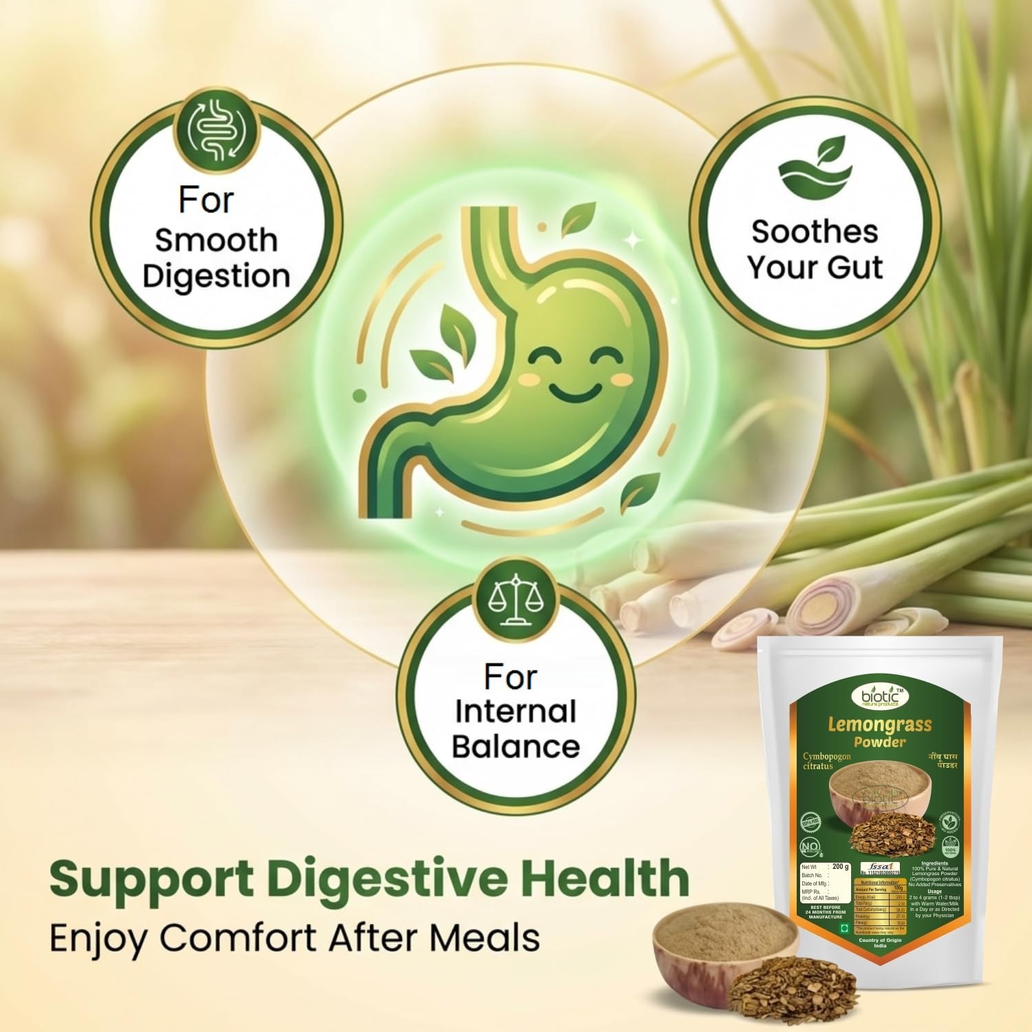 BIOTIC NATURAL DRIED LEMONGRASS POWDER – 100g