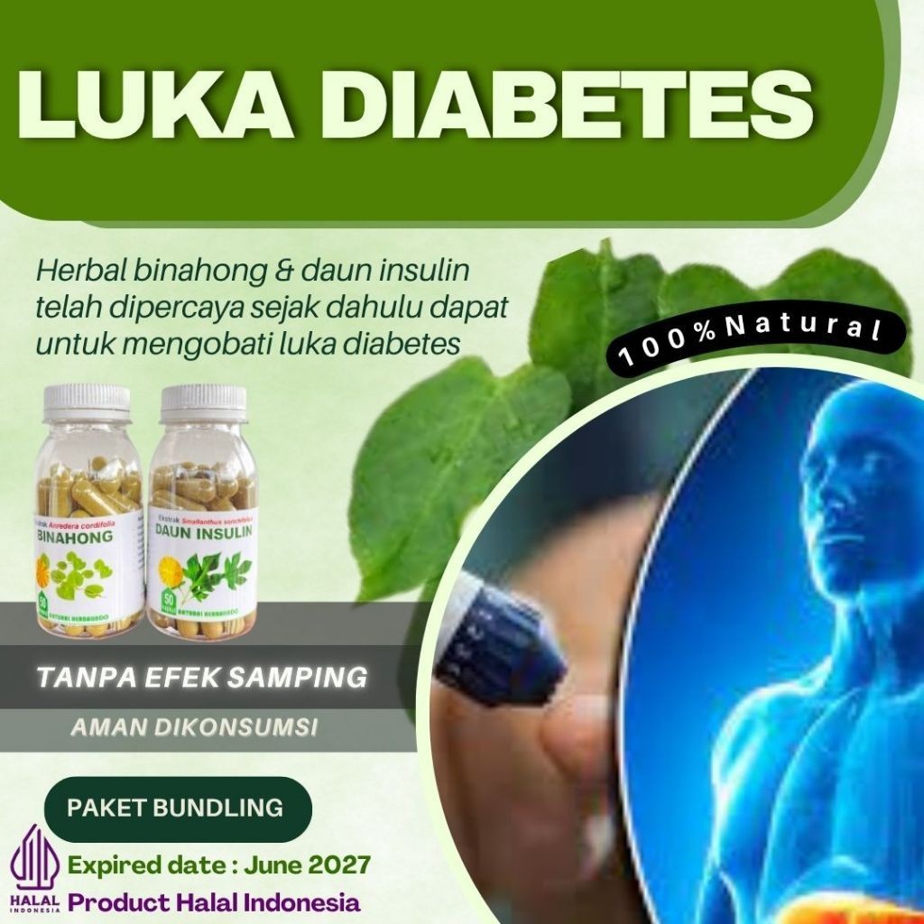 Indonesian Herbal Capsules Binahong & Insulin Leaf 2x50s Bottles Indonesia