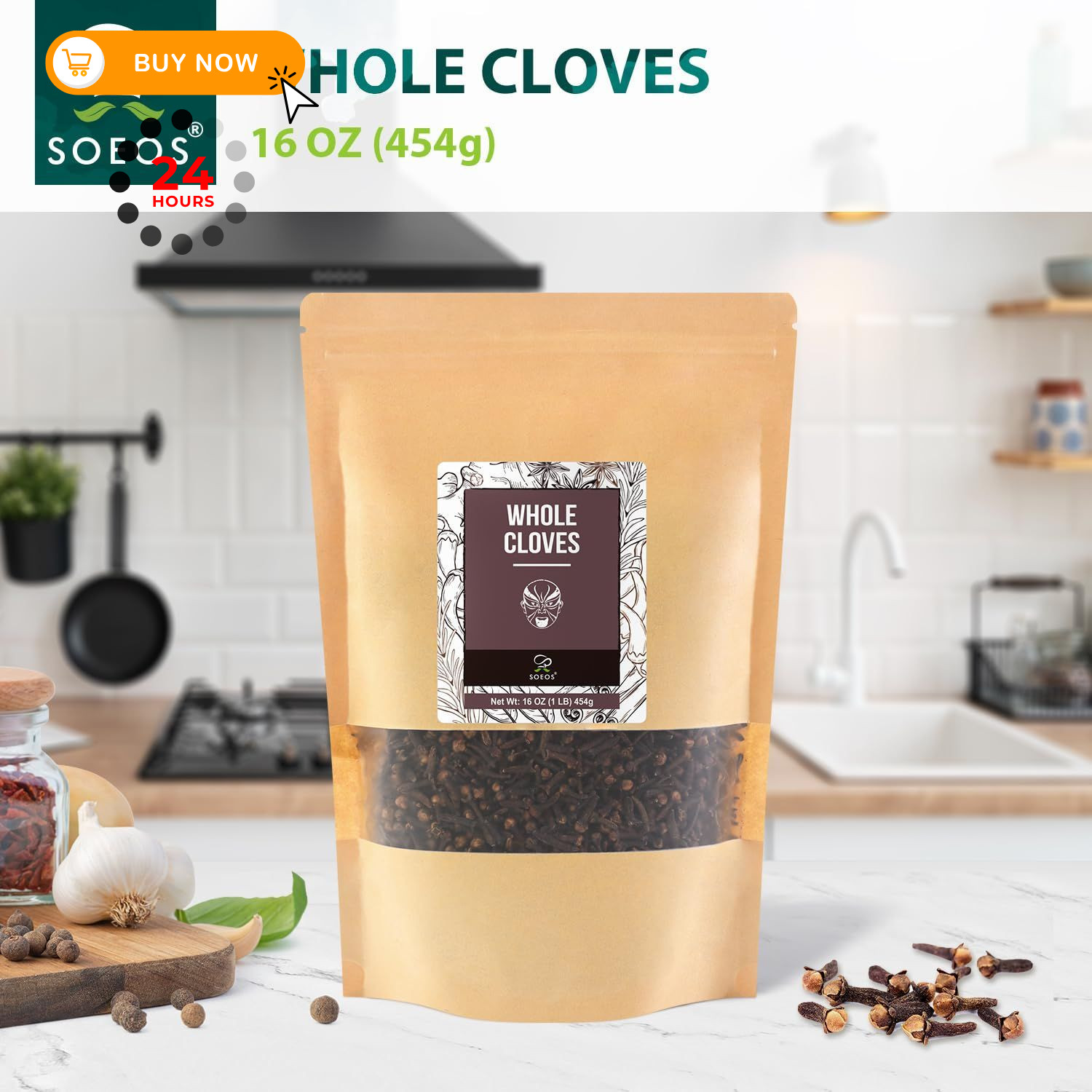 Soeos Whole Cloves 16 Ounce Bulk, Premium Quality Fresh Hand Picked 16 oz