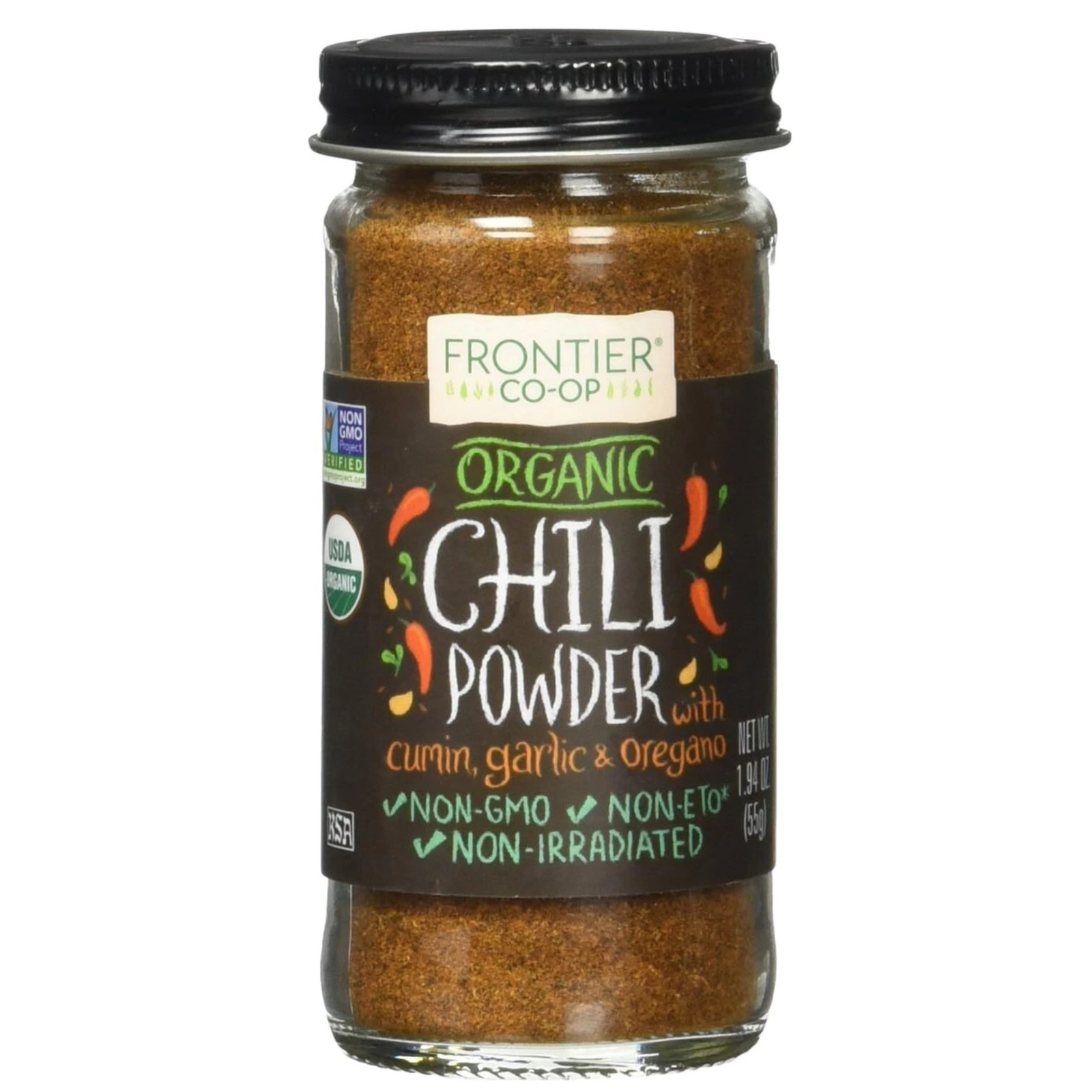 Organic Chili Powder Frontier Co-Op Non-GMO Verified 1.94 oz Expires 2028