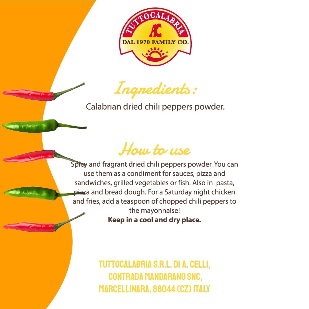 Spicy Calabrian Chili Powder – All Natural, Non-GMO Italian Seasoning, 350g