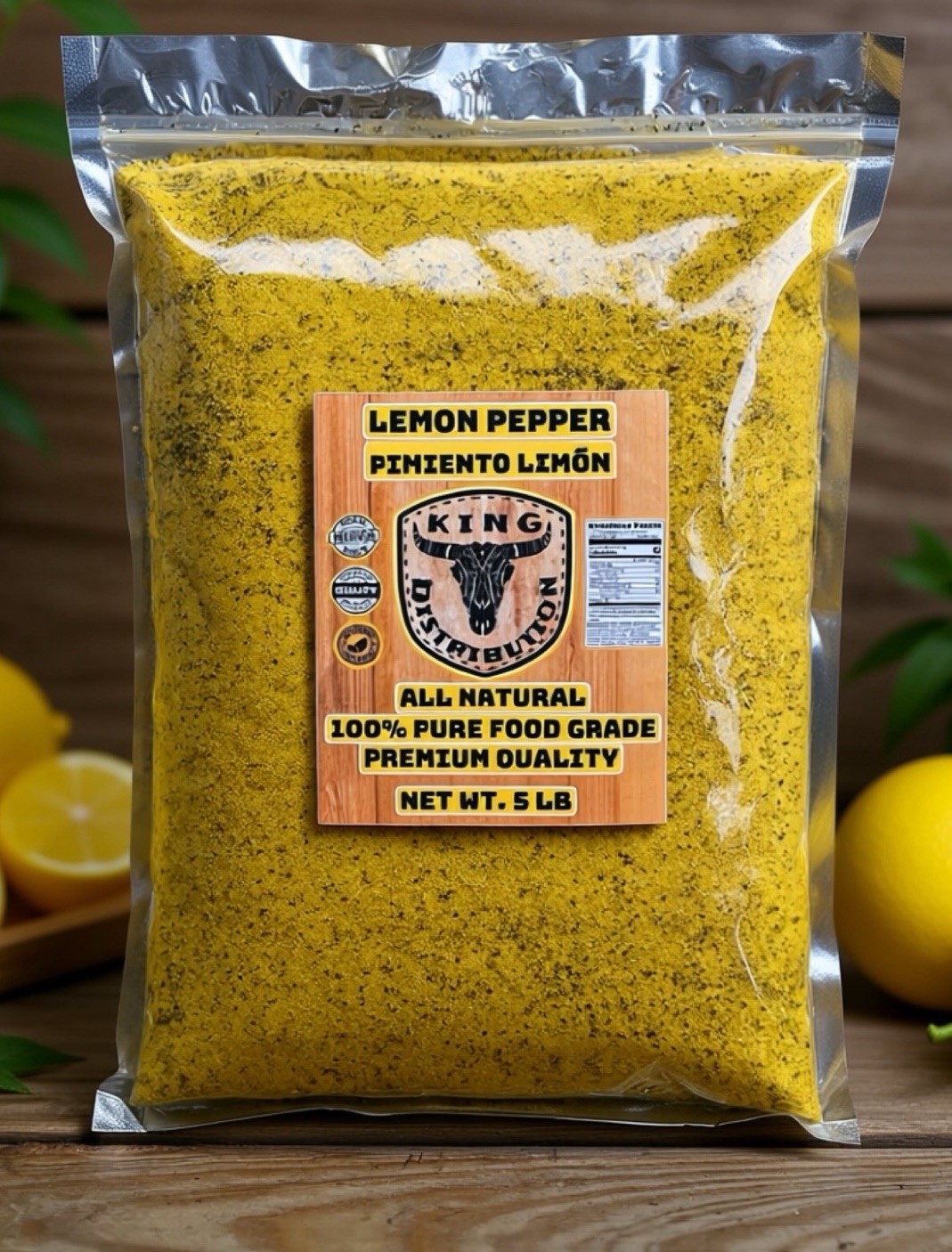 5 Lb Lemon Pepper Seasoning -all Natural & delicious King Distribution