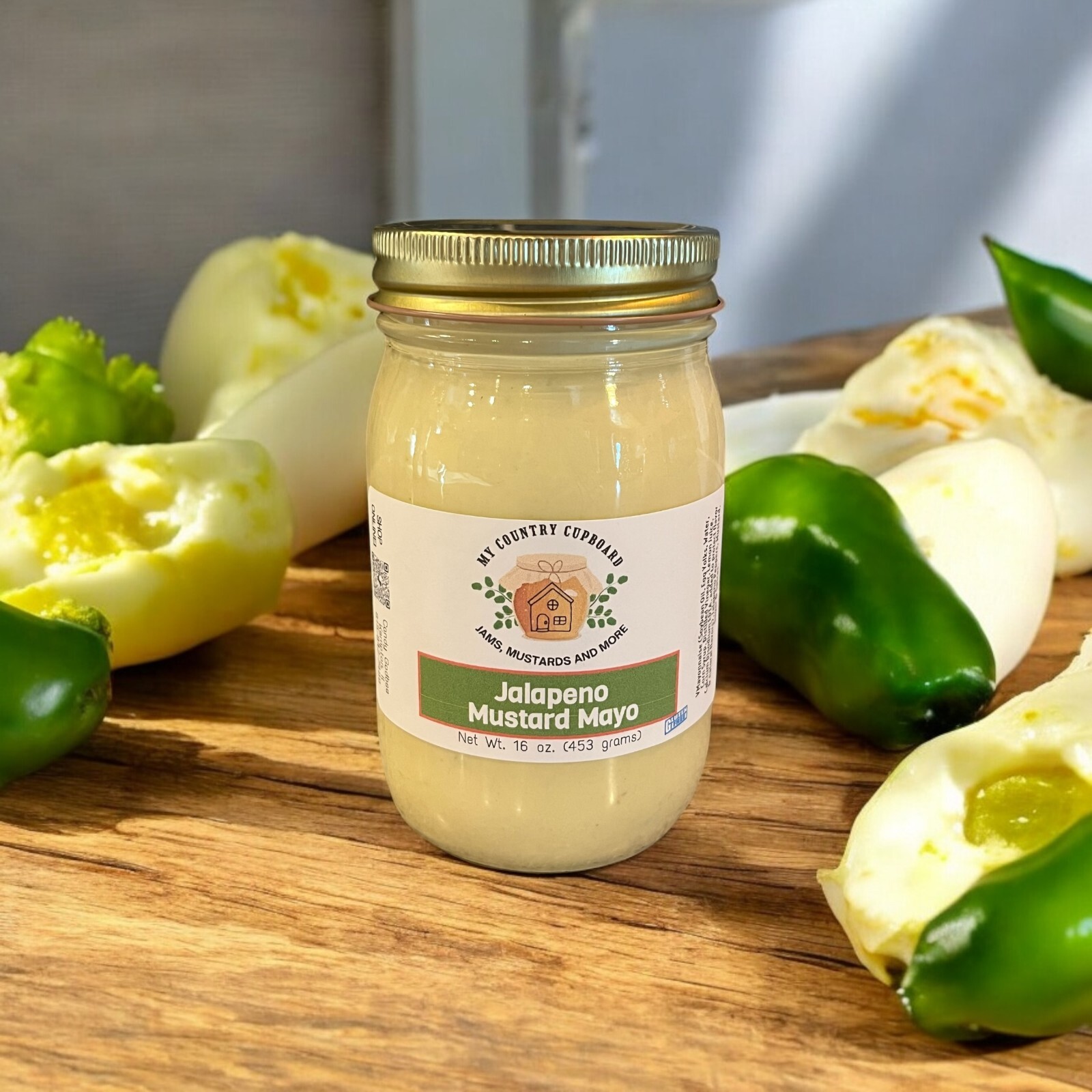 Jalapeno Mustard Mayo, Homemade Mild Jalepeno Mayo neat and sandwich spread