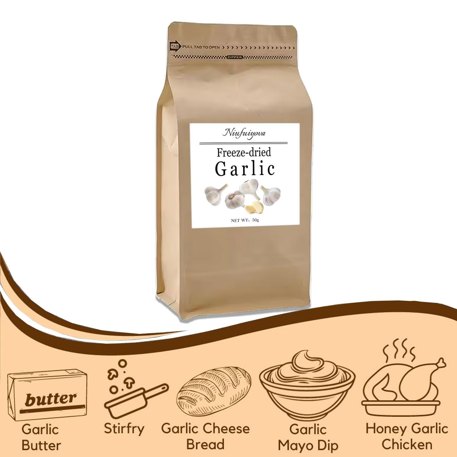 Freeze Dried Garlic, Substitute for Fresh Garlics & Minced Garlic, Non-GMO, G…