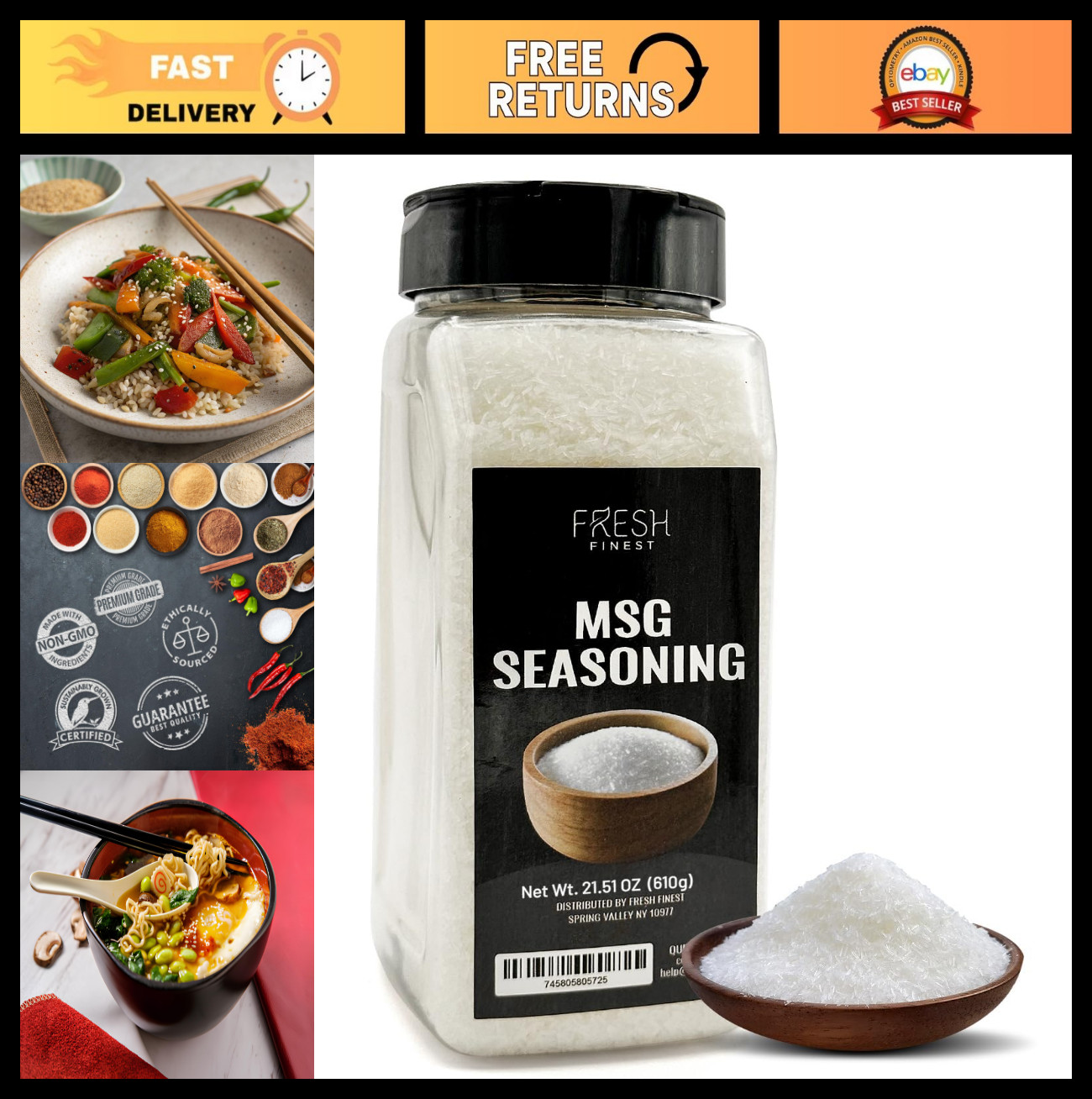 Pure MSG Seasoning Powder 21.51oz – Flavor Enhancer for Cooking & Desserts – Ric