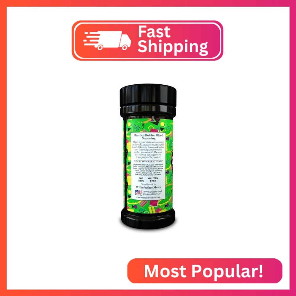 Bearded Butchers Zesty Lime Blend Seasoning, 9 oz Shaker – Fresh Lime Flavor wit