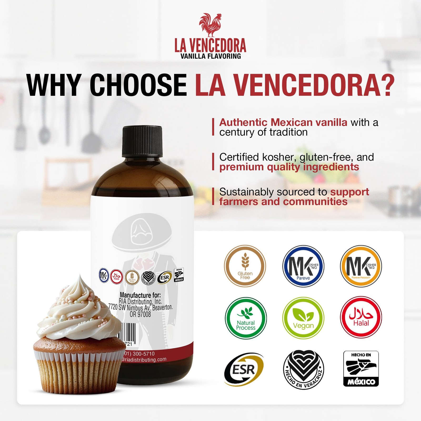 La Vencedora Mexican Vanilla – Large 32oz Bottles (Pack 32 Fl Oz of 2)