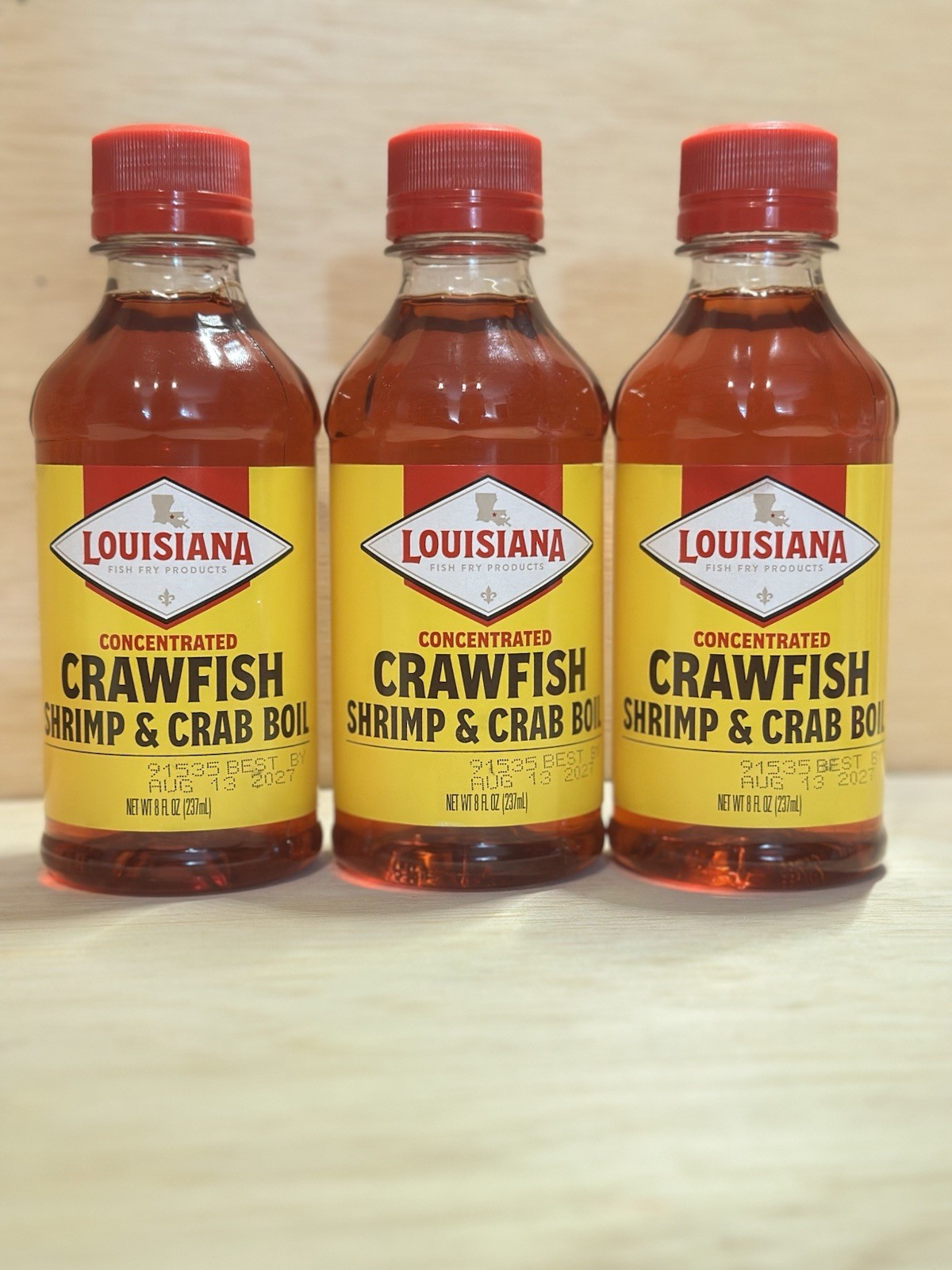 Lot 3- Louisiana Concentrated Crawfish Shrimp and Crab Boil 8oz Ea- Exp 8/2026