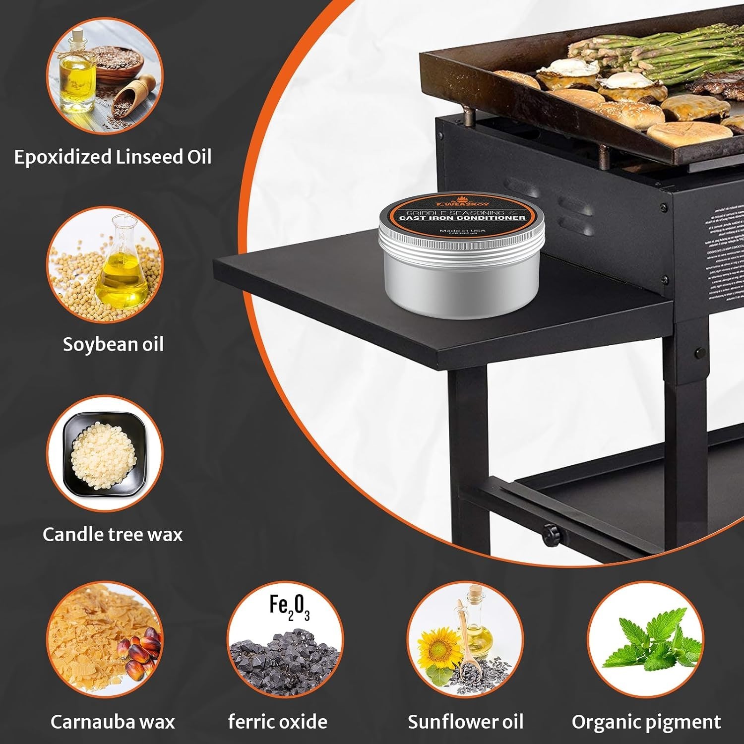 Versatile Griddle Seasoning – 7 Oz Food-Grade Wax for Cast Iron & Carbon Steel