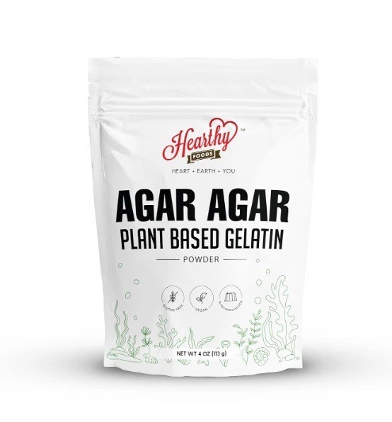 Hearthy Foods Agar Agar Powder (4oz) Vegan Gelatin Substitute, Certified Halal,