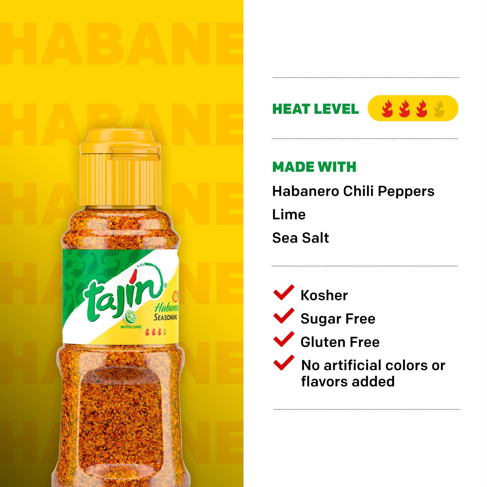 Tajin Habanero Seasoning, Spicy Mexican Spice for Seafood, BBQs, and Grilled Dis