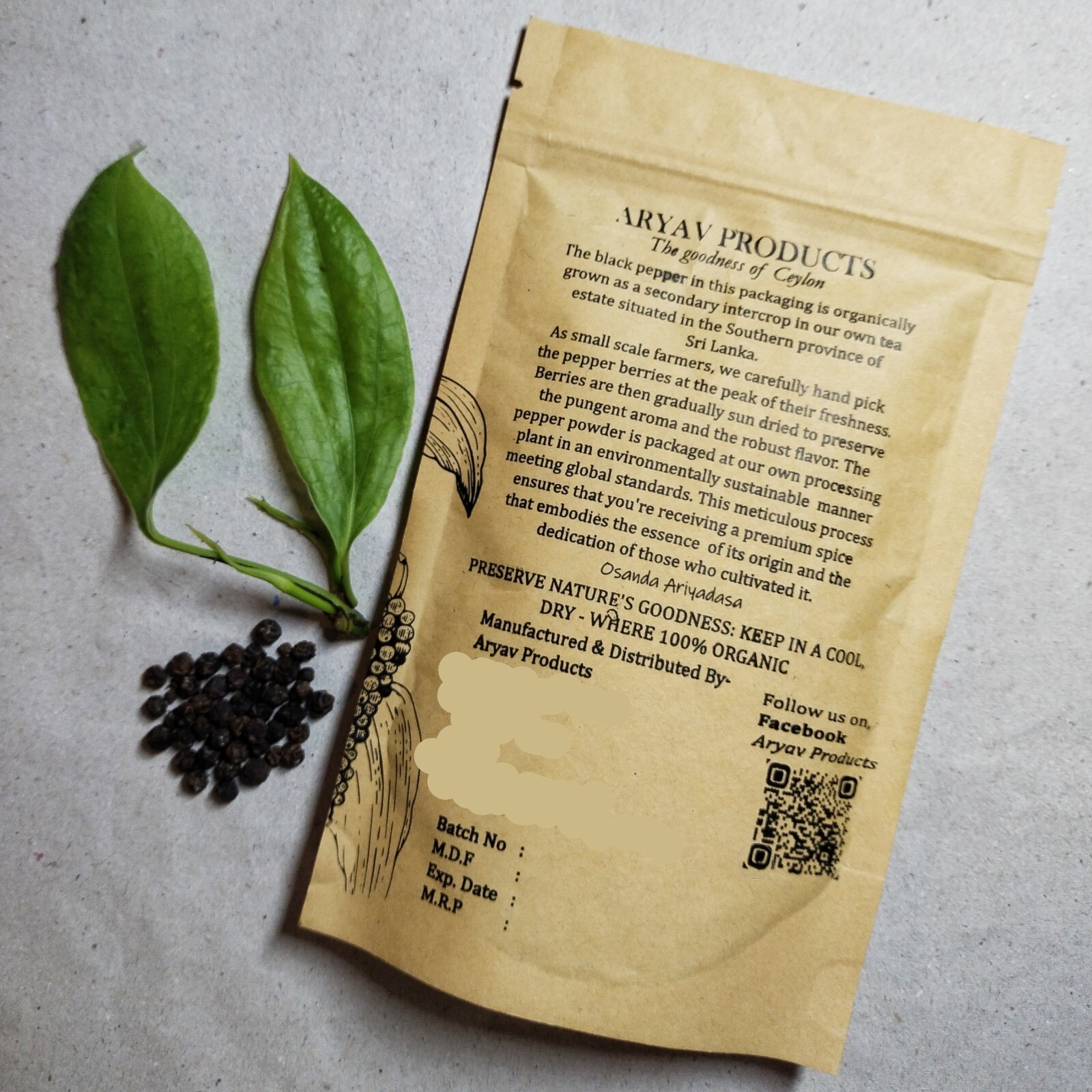Organic Black Pepper Powder Ceylon | High Quality Homemade Genuine Spices |Aryav