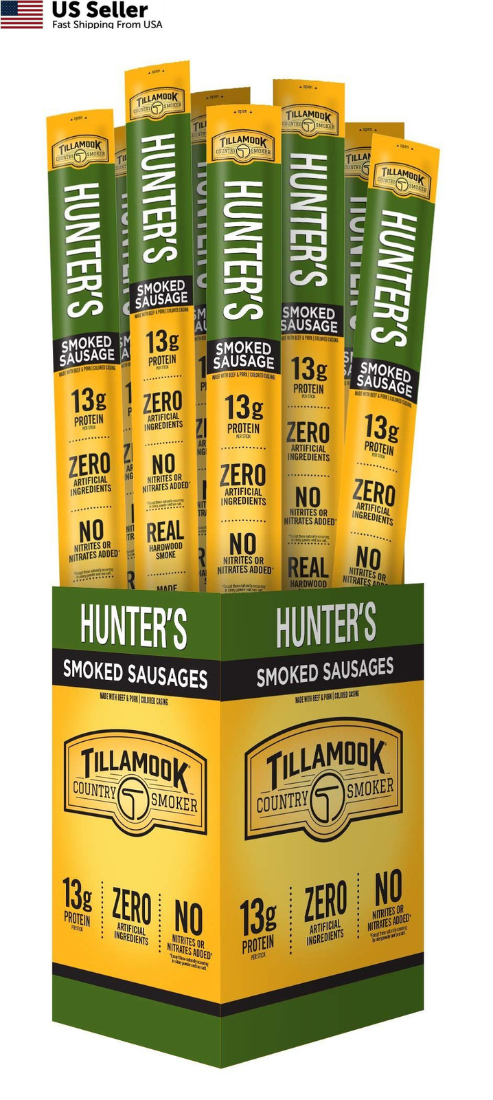 Tillamook Country Smoker Real 1.44 Ounce (Pack of 24), Hunter’s Sausage
