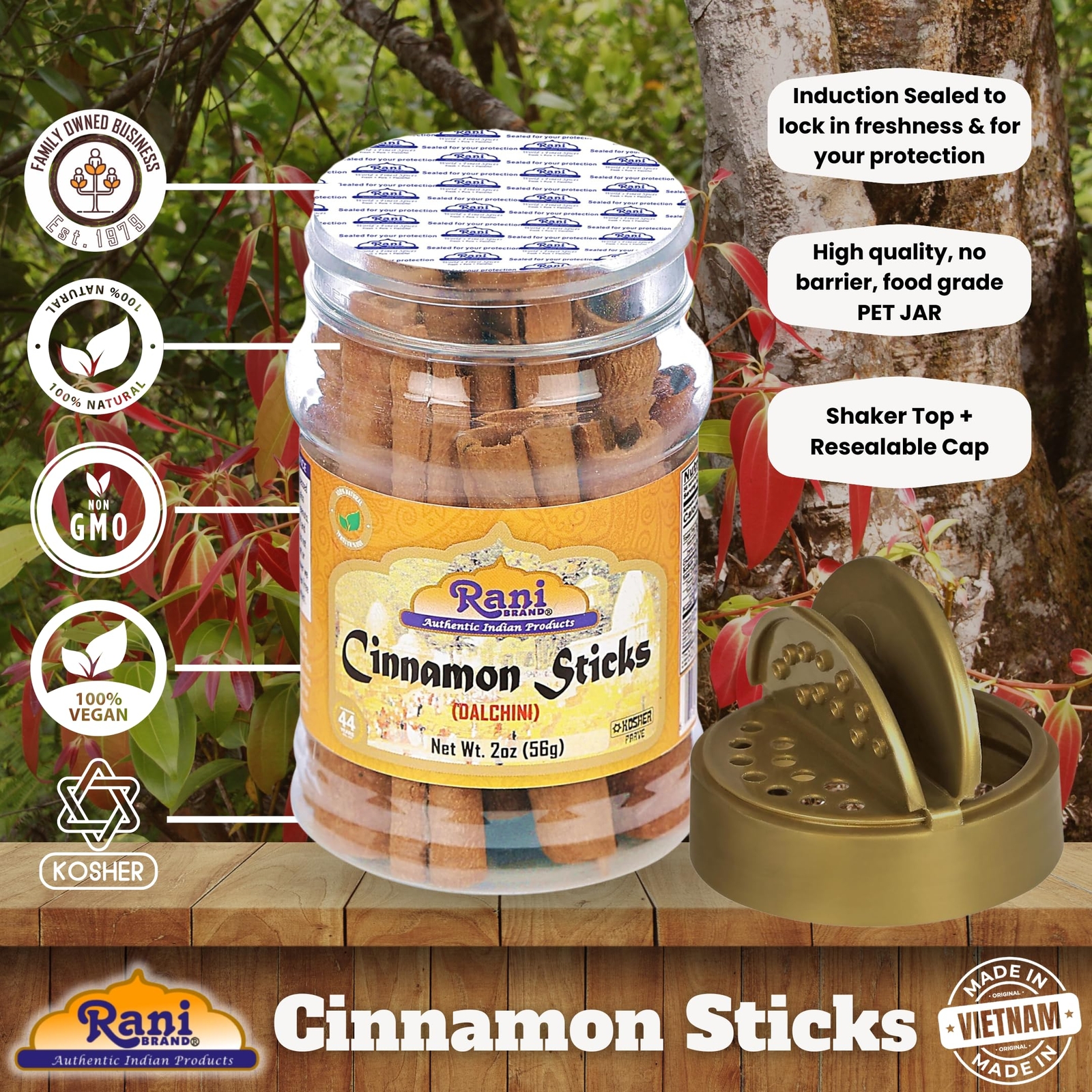 Rani Cinnamon Sticks 2oz (56g) PET Jar – 10-13 Sticks