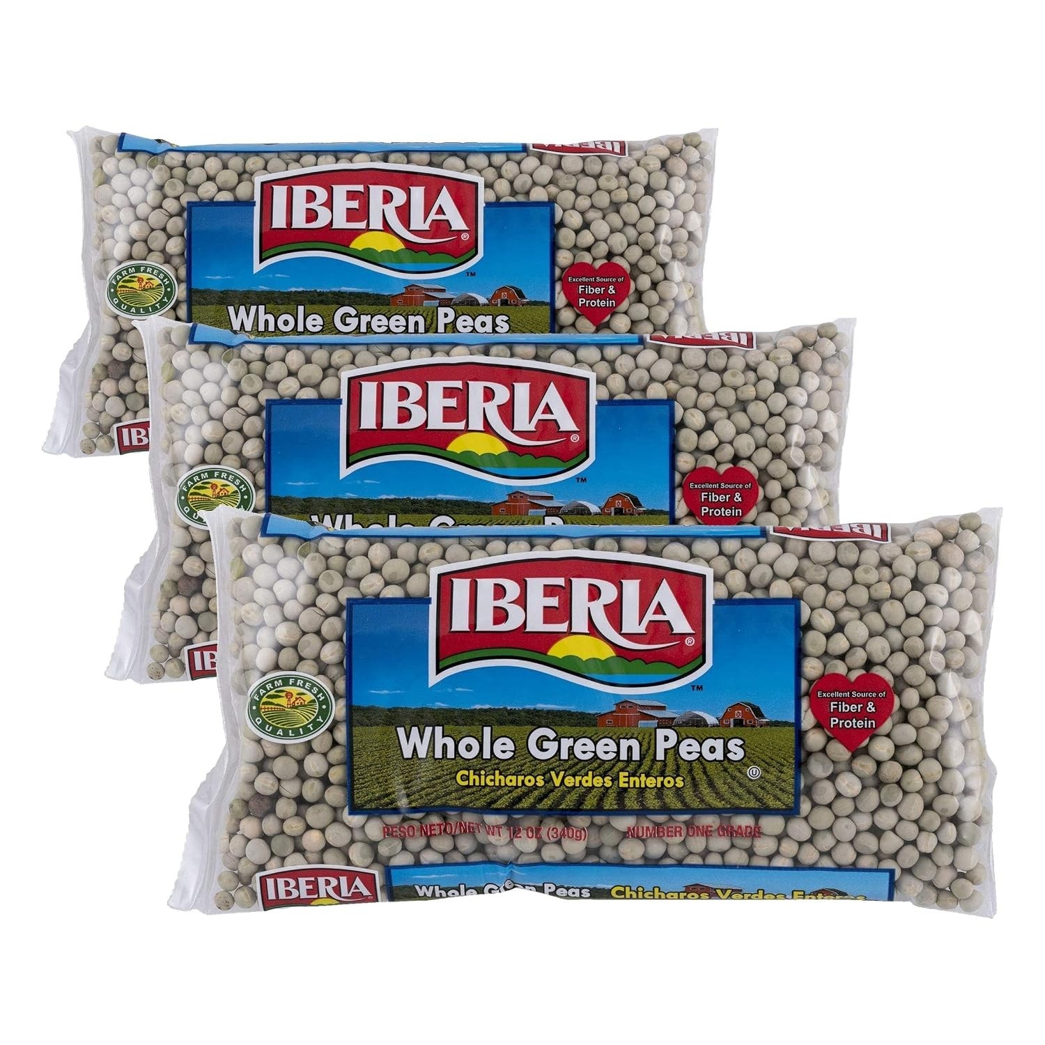 Pack of 3 Whole Green Peas – 12 Oz Each, Perfect for Healthy Vegetarian Meals