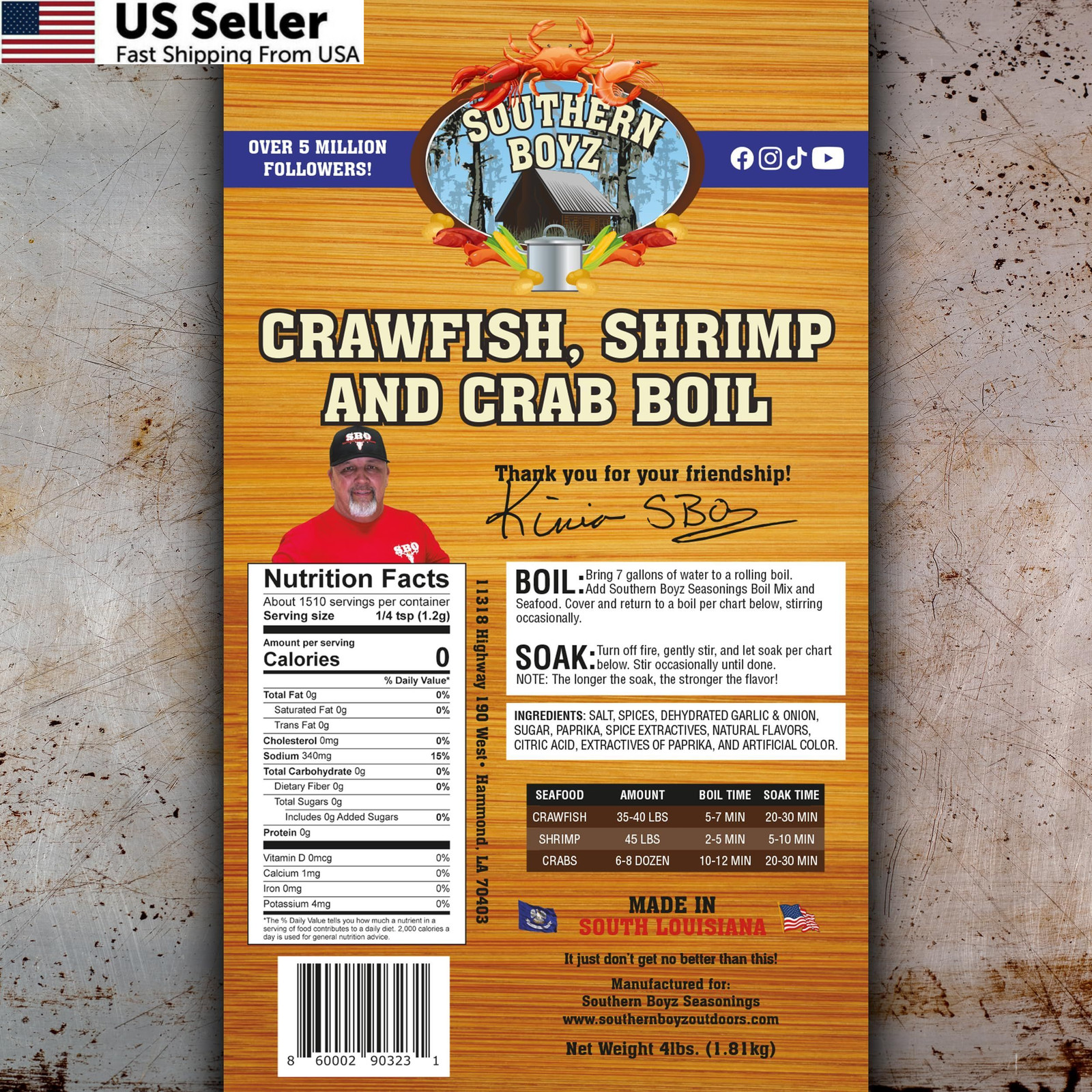 Southern Boyz Seasonings Cajun Seafood Boil – 4 lb Bulk 64 Ounce (Pack of 1)