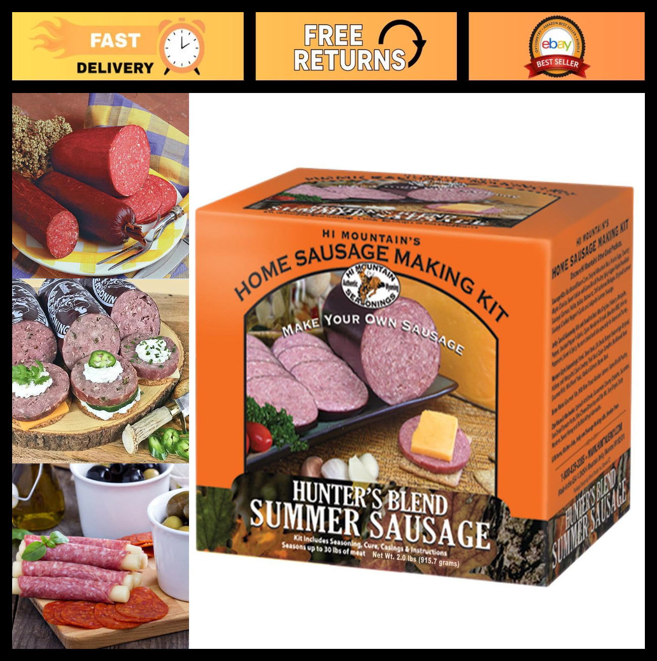 Summer Sausage Seasoning Kit – Hunter’s Blend, 10 Casings, Cure & Directions – I