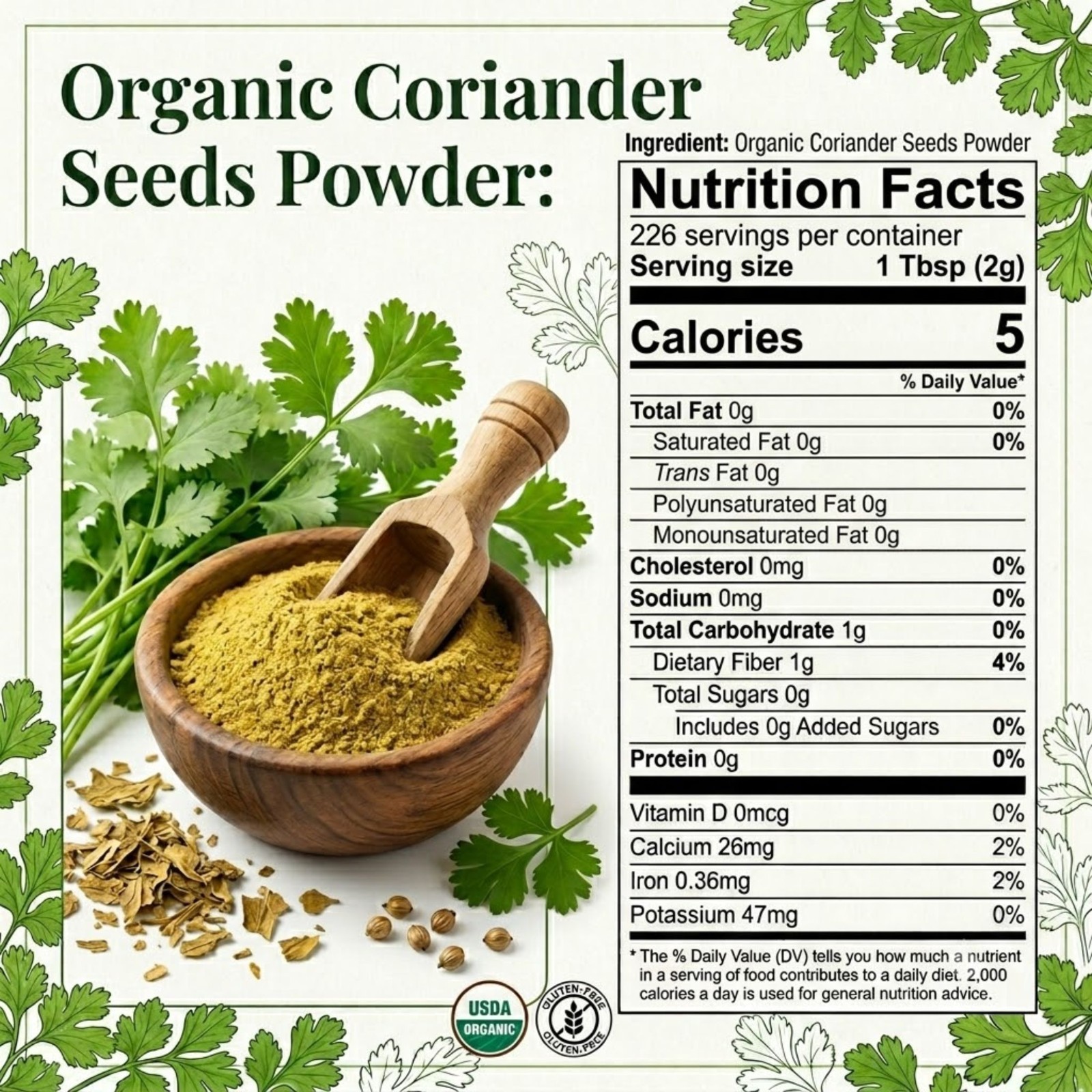 Spicy Organic Coriander Powder 16 oz | USDA Organic