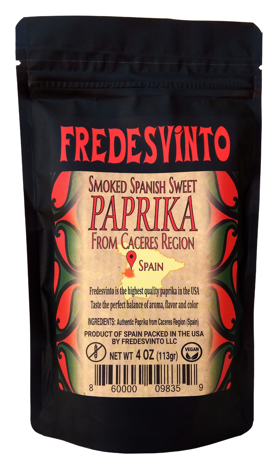 Spanish Smoked Paprika Fredesvinto La Vera SWEET 4OZ