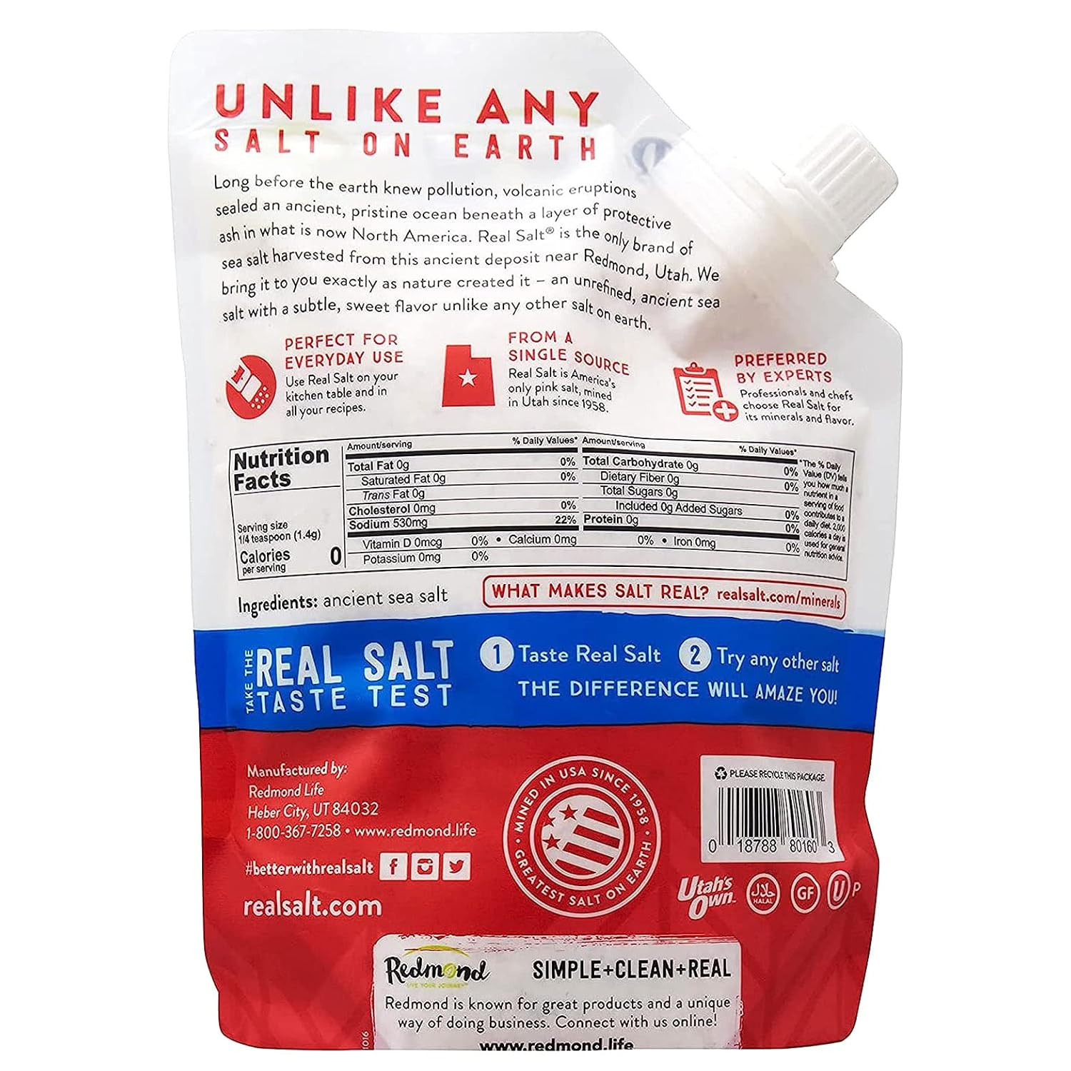 Real Sea Salt – Natural Unrefined Gluten Free Kosher, 16 Ounce Pouch (1 Pack)