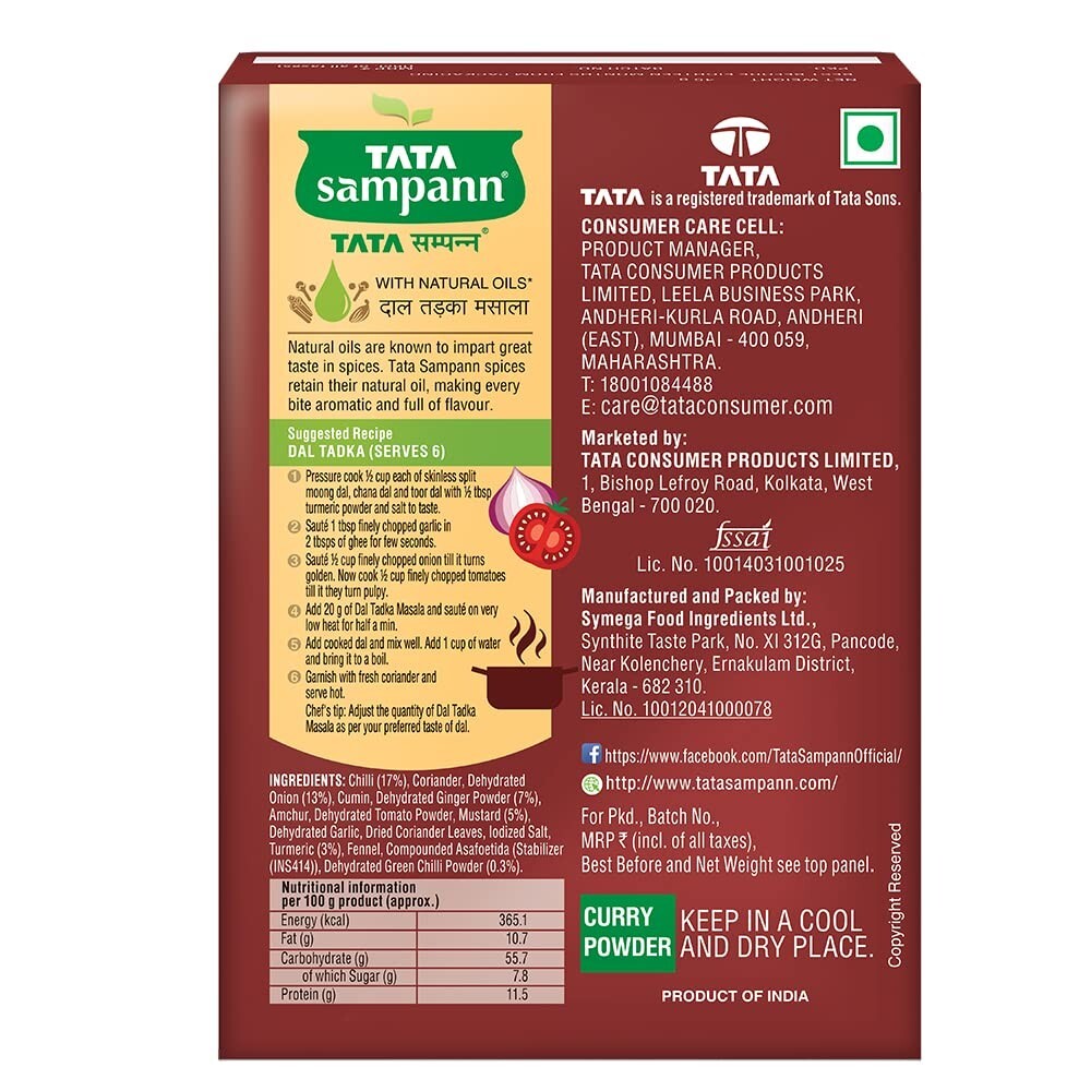 Tata Sampann Dal Tadka Masala with Natural Oils 45g, Free Ship