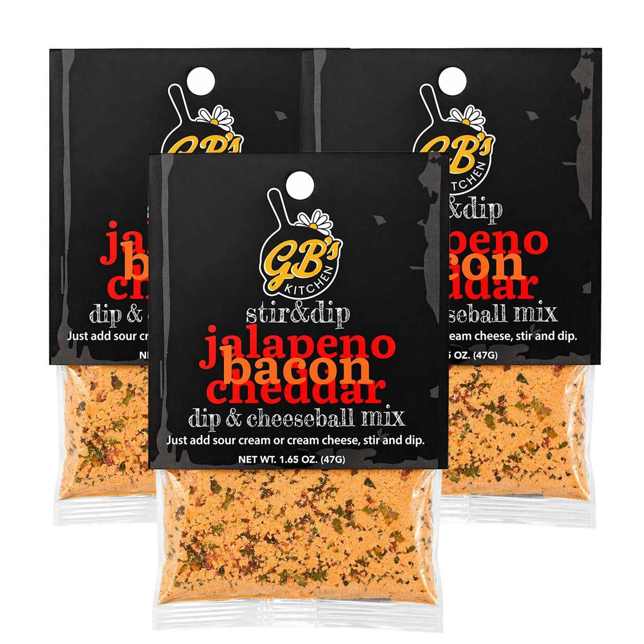 Jalapeno Bacon Cheddar Dip & Cheeseball Mix | Pack of 3 | 1.65 oz | GB’s Kitchen