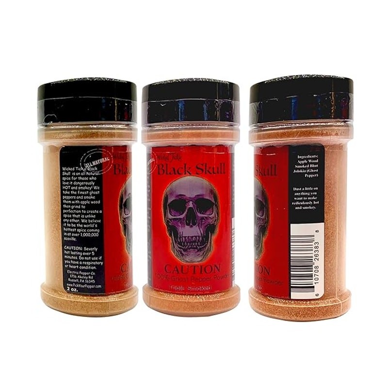 Wicked Tickle Black Skull Smoked Ghost Pepper Powder, 2 oz- 2 pack- NEW