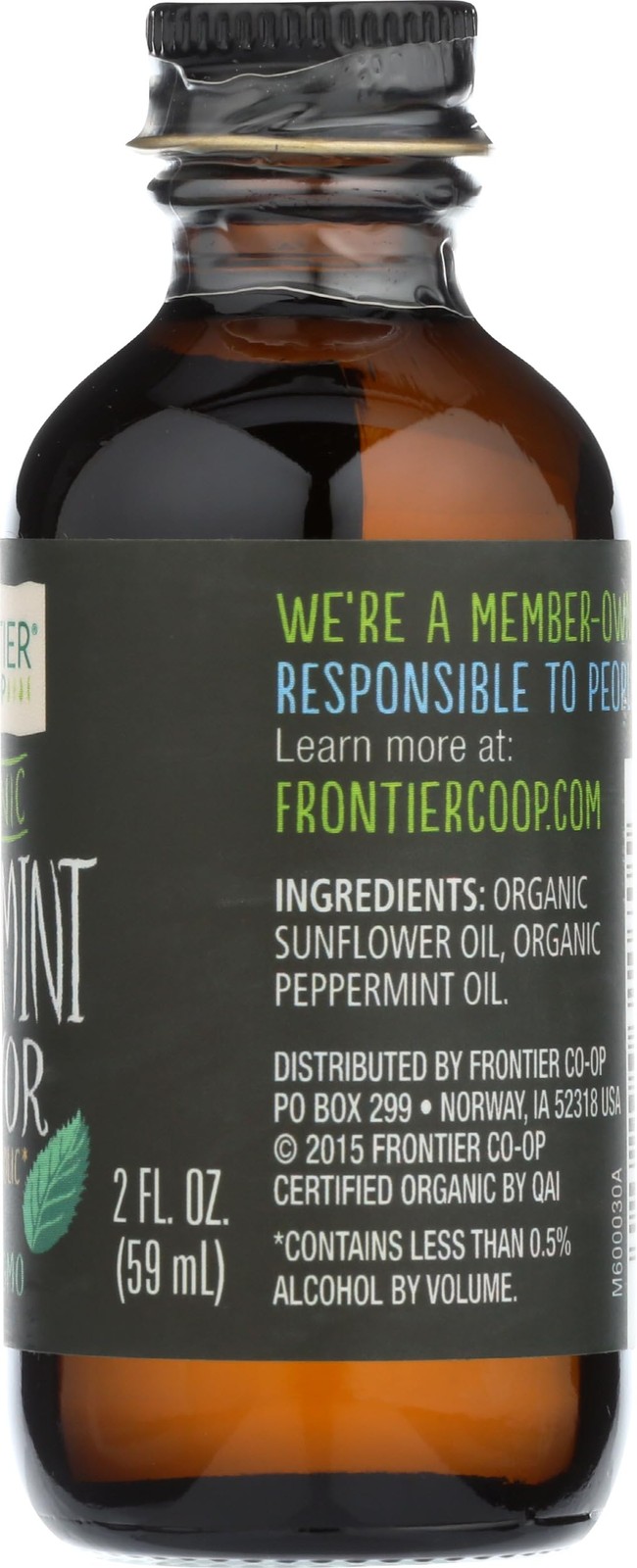 Frontier Co-op Peppermint Flavor, 2 Ounce Glass 2 fl.oz (Pack of 1), No Color