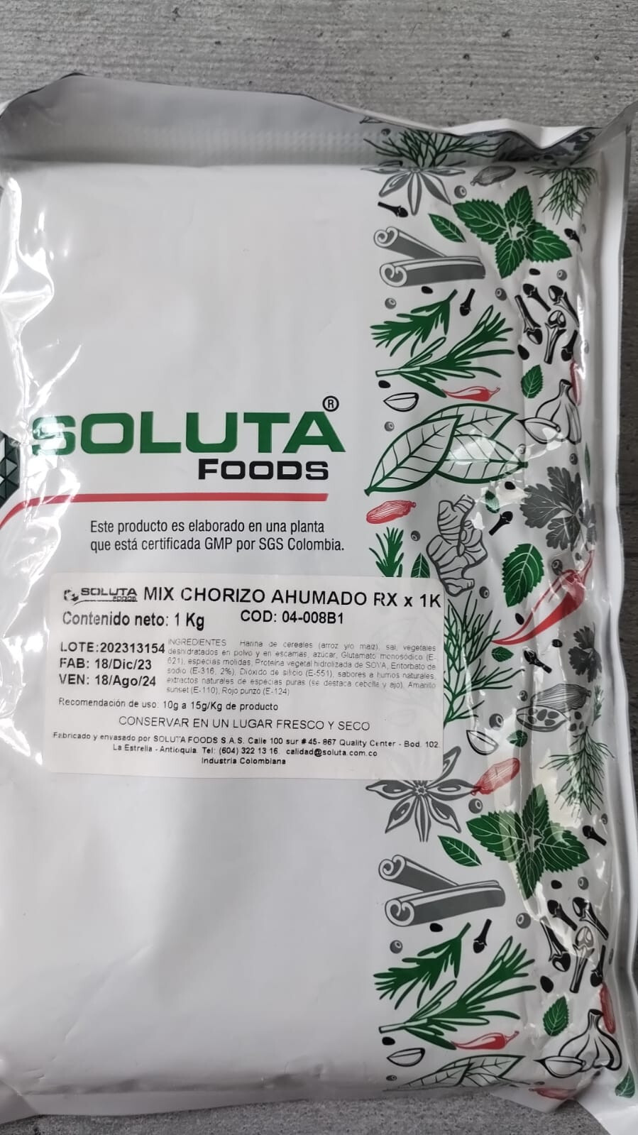 Colombia Smoked Chorizo Seasoning Mix 1kg 2.2lb Ahumado