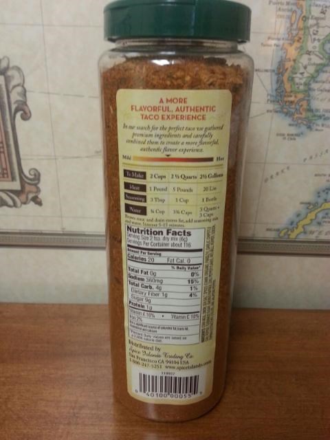 Spice Islands Taco Seasoning 24.5oz w/chipotle, cocoa powder & cornmeal