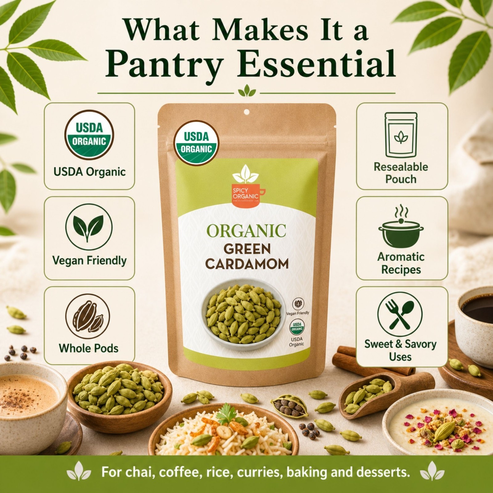 Spicy Organic Cardamom Pods 20 lbs | USDA Organic
