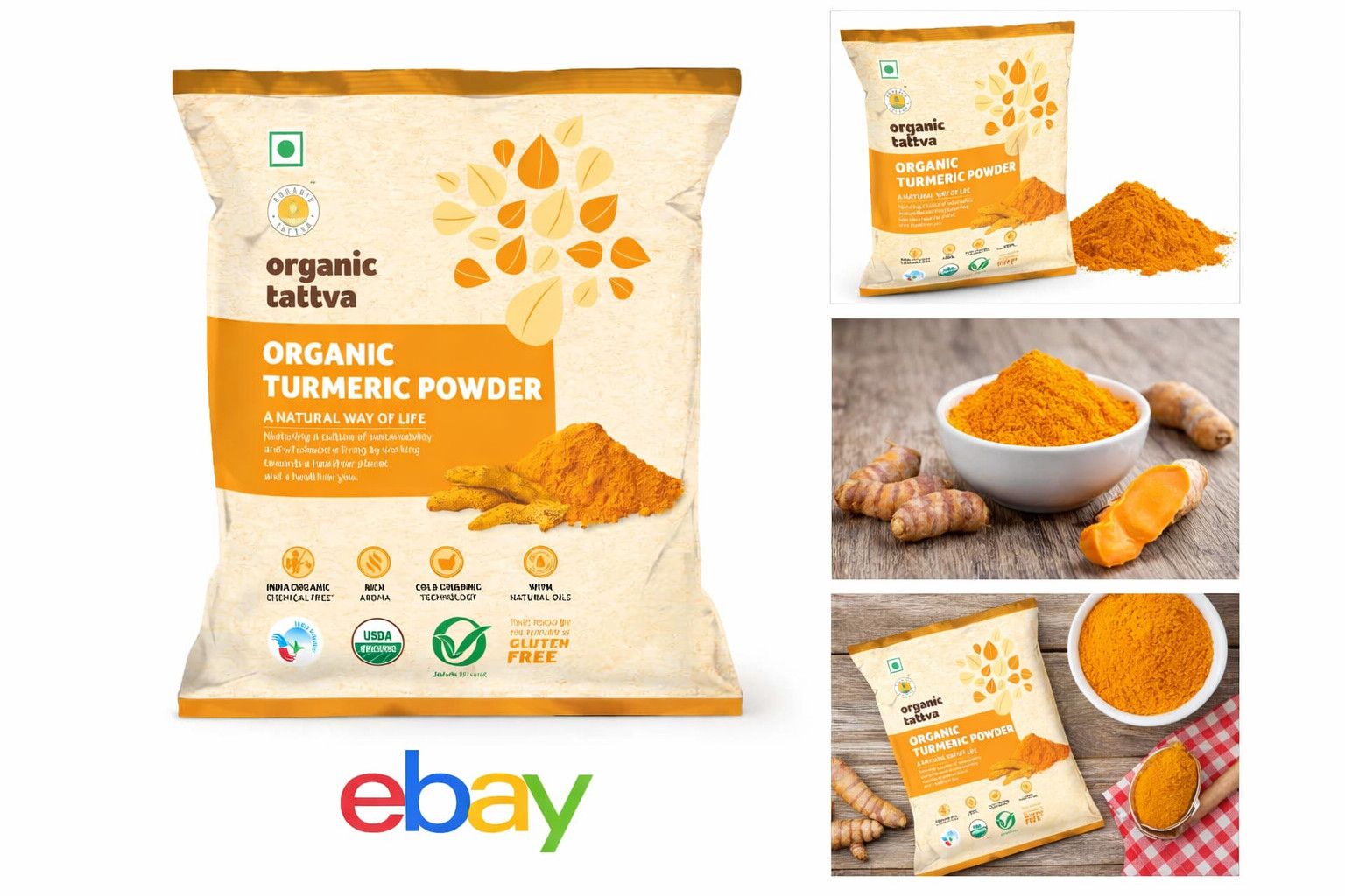 100% Pure USDA Certified Organic Turmeric Root Powder 100g Free Shipping