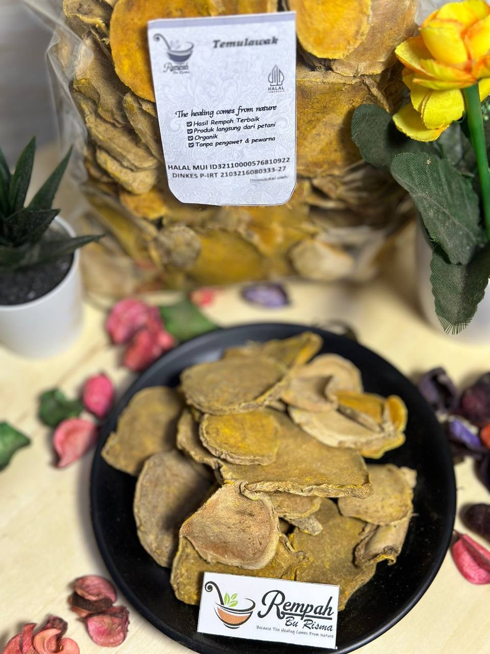 Temulawak Dried Slices 500g Curcuma Rhizome, Indonesian Spice Aroma Ritual Blend