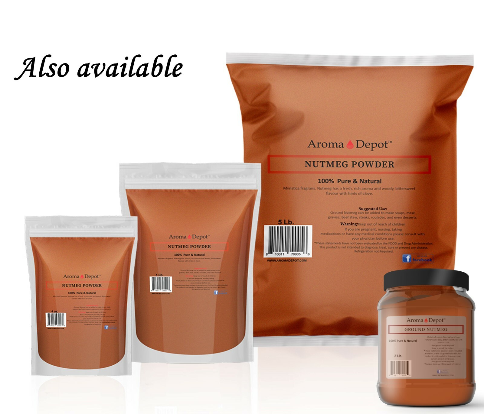1lb. Nutmeg Powder 3 lbs. (x3-1lb) 100% Pure Natural Ground Spice Myristicaceae