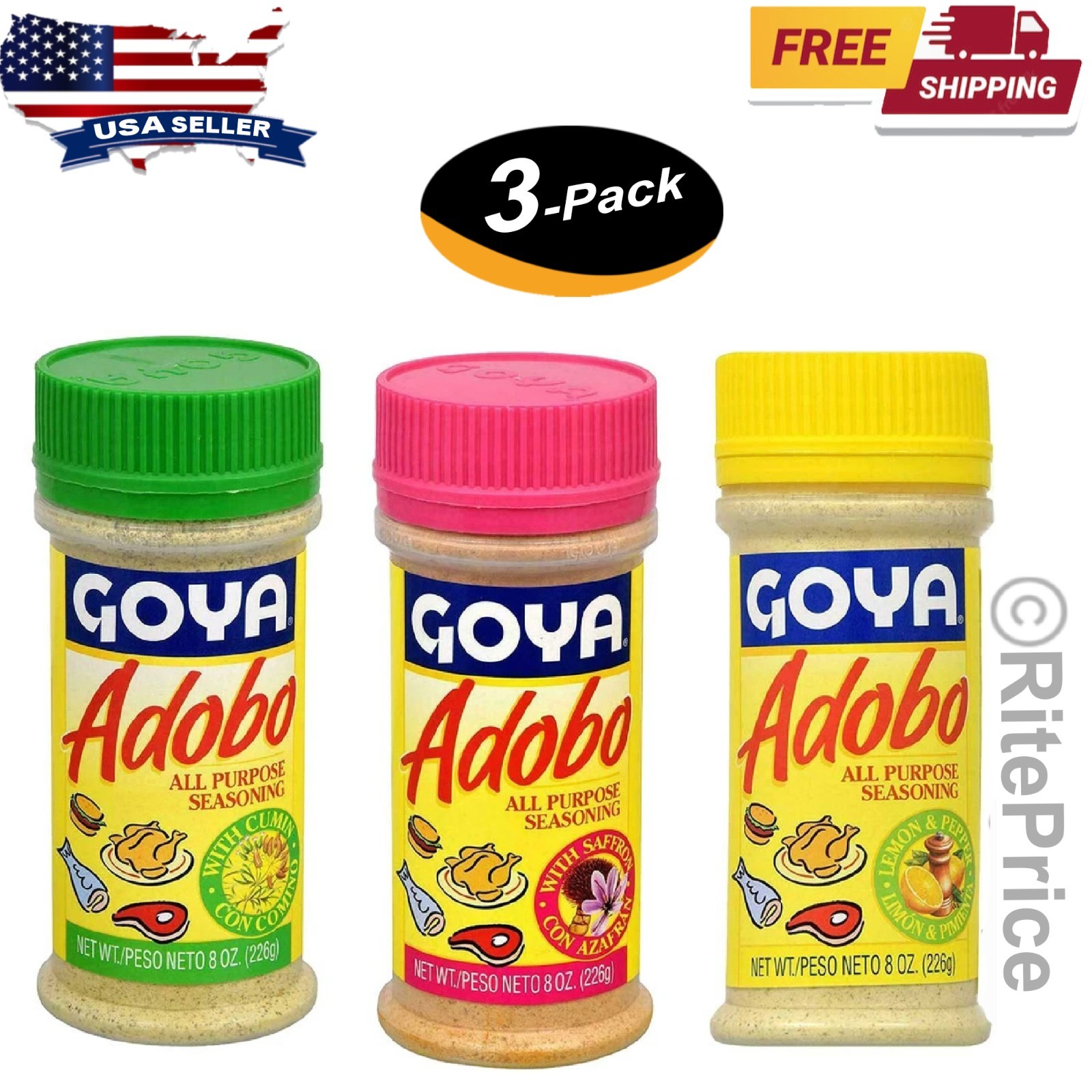 Goya Adobo All – Purpose Seasoning 8 Oz Combo Pack with Free shipping (3 Pack)