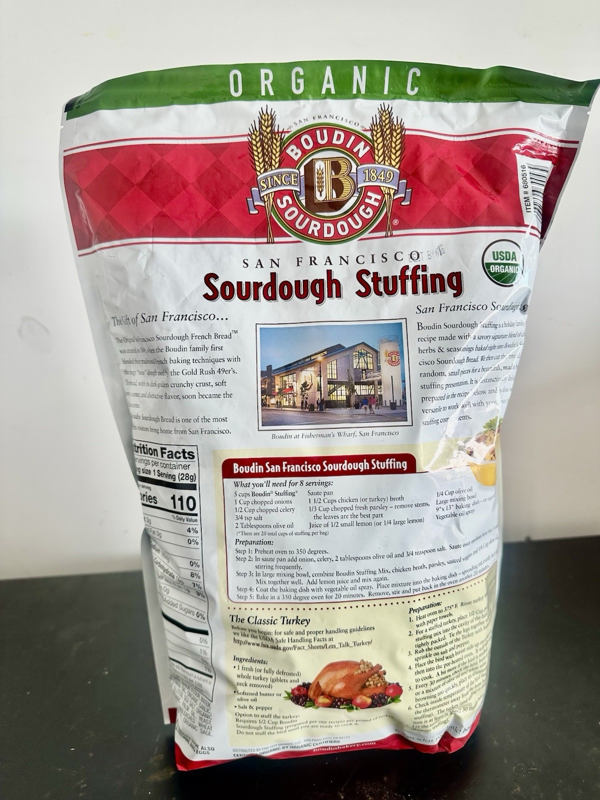 Boudin Sourdough San Francisco stuffing classic herb 32 oz (2lbs) organic
