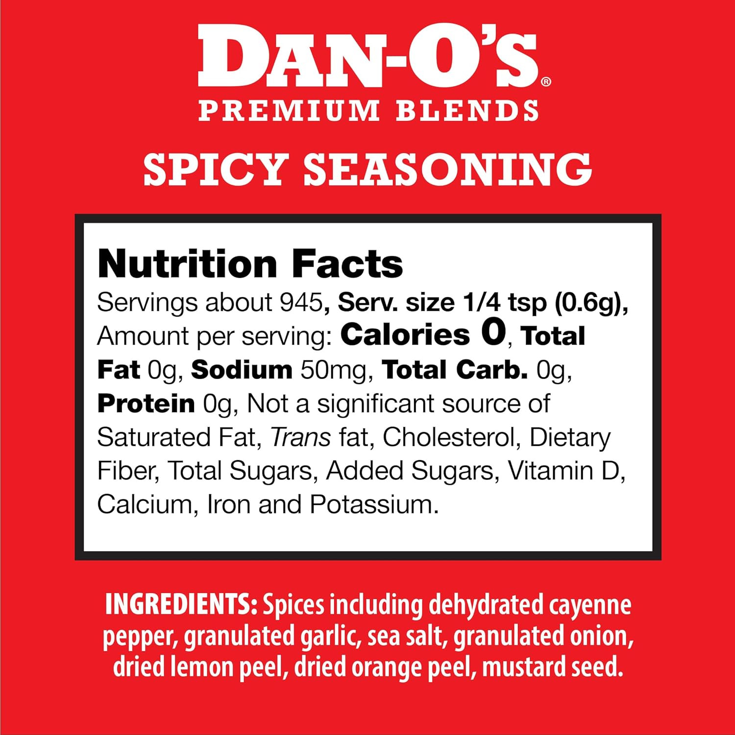 Spicy Dan-O’s Original Seasoning All Natural Low Sodium No MSG (20 oz) Dry Rub
