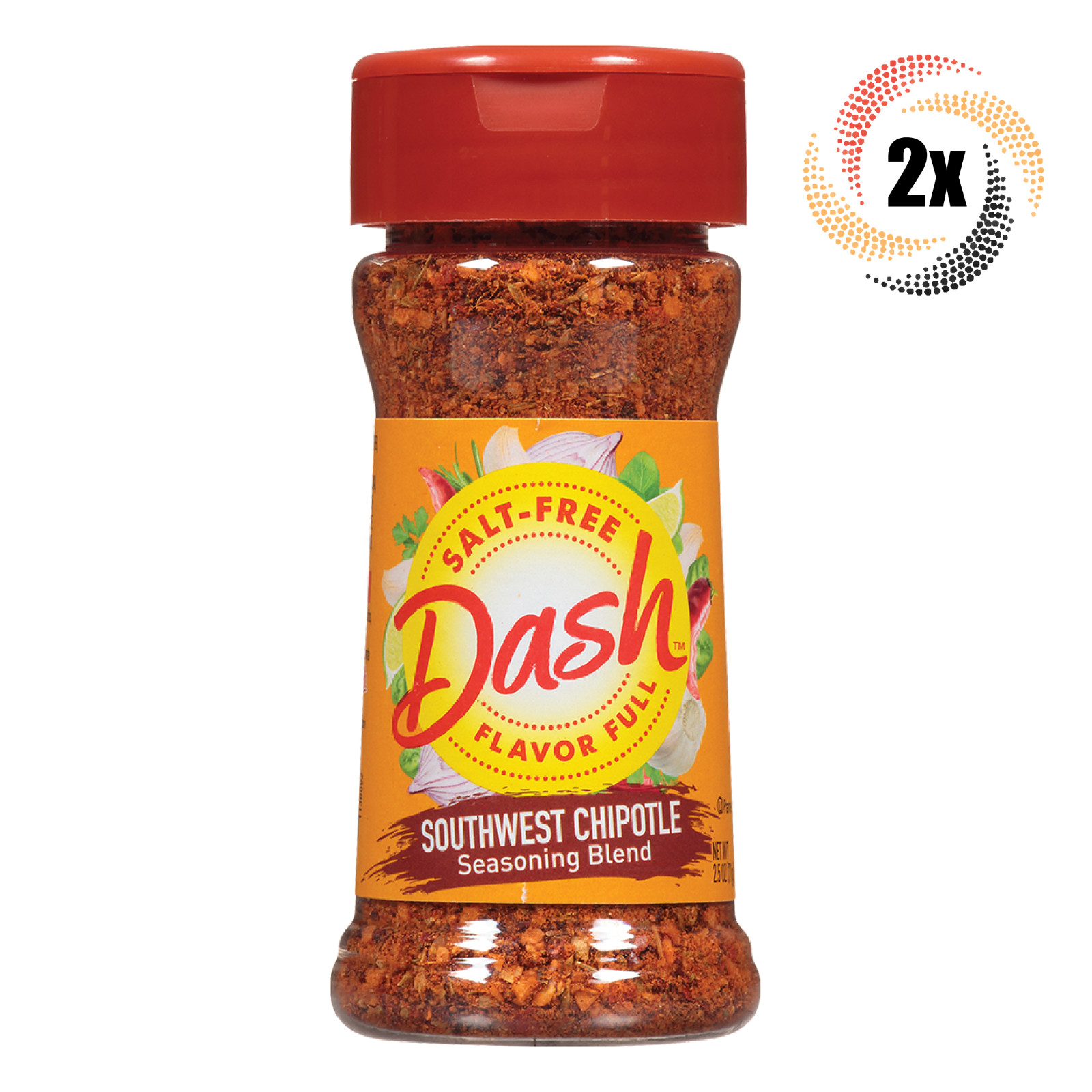 2x Shakers Mrs Dash Salt Free Southwest Chipotle Seasoning Blend 2.5oz