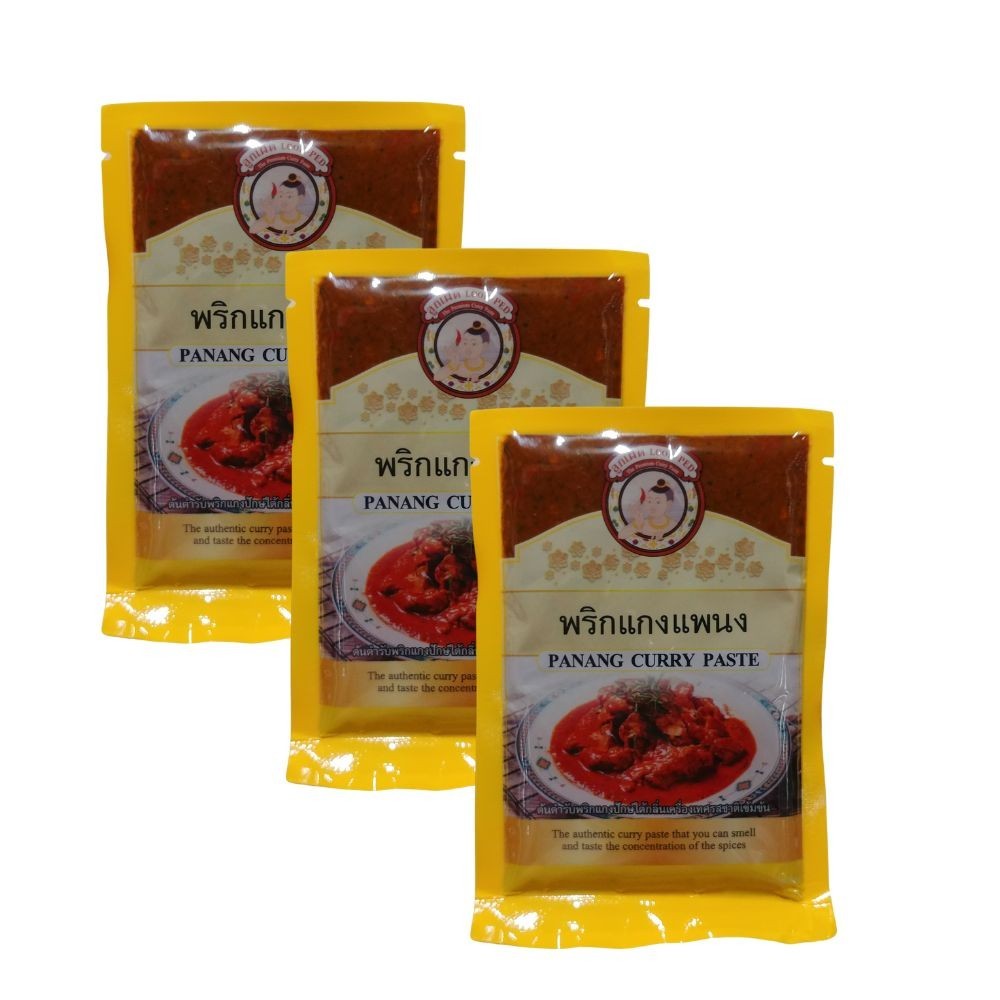 Thai Panang Curry Paste Authentic Southern Halal No MSG Look-Ped 80g 3 Pack