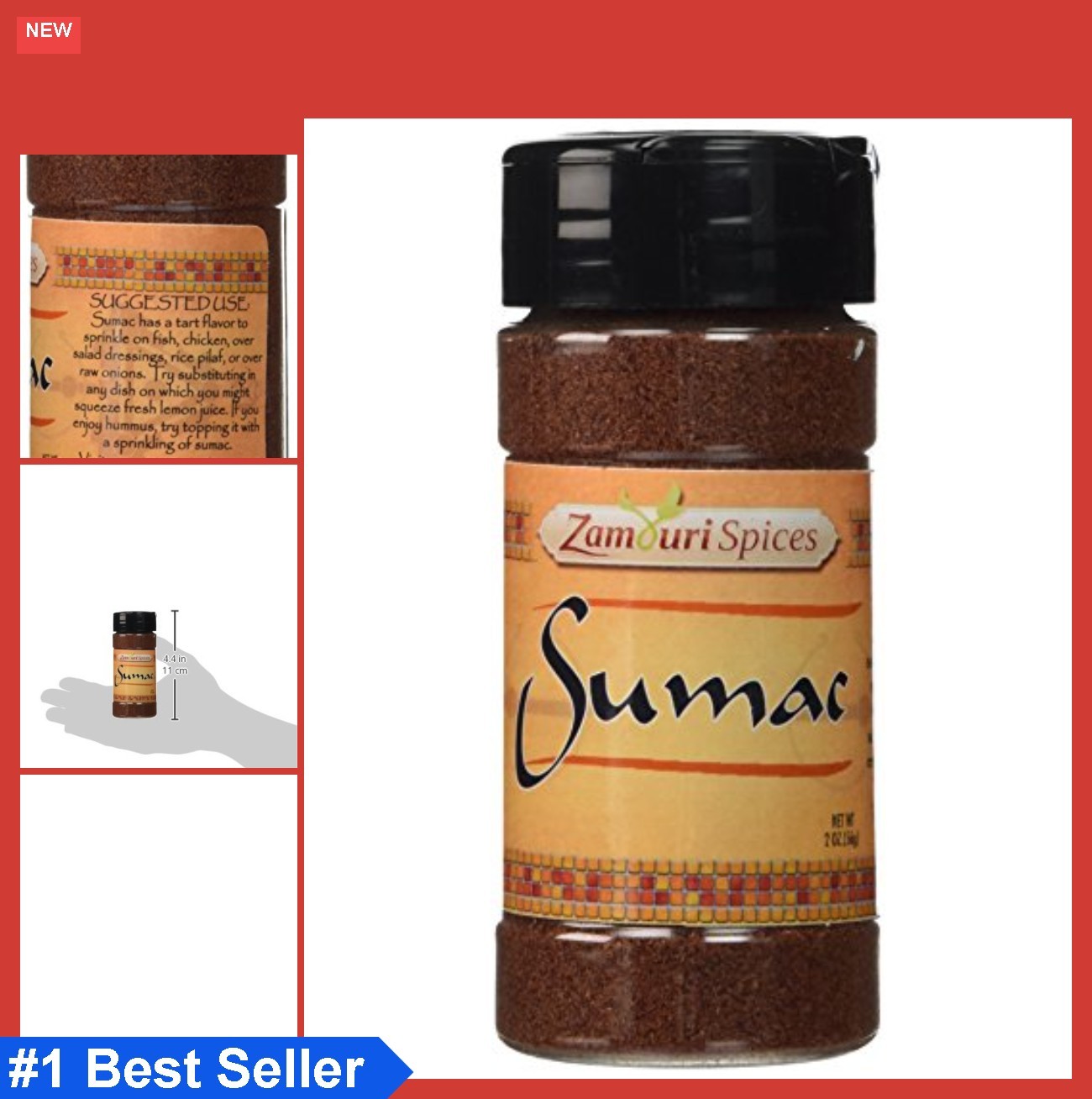 Sumac Spice 2 oz Powder All Natural for Turkish Persian Dishes Cooking