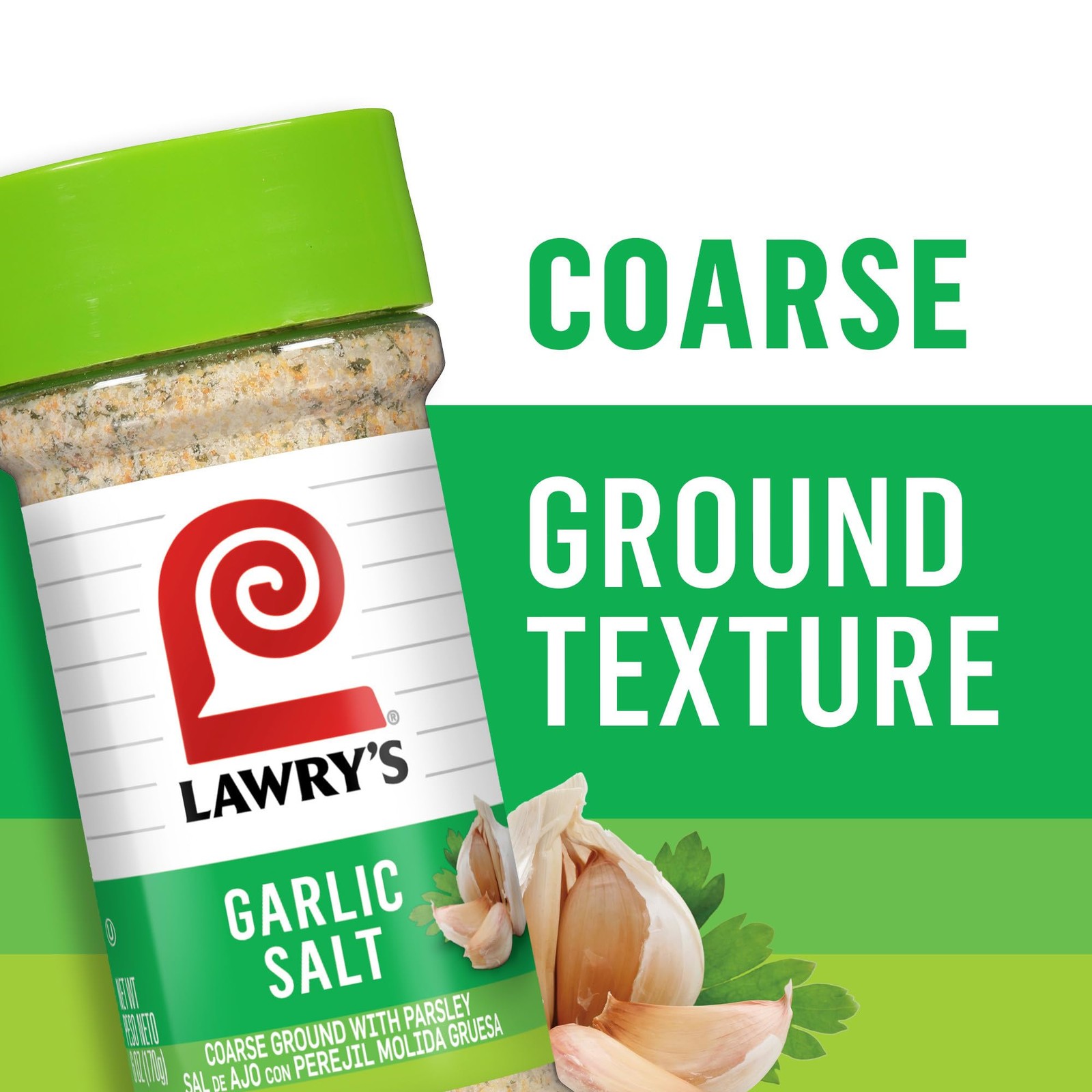 Lawry’s Coarse Ground with Parsley Garlic Salt, 6 oz 6 Ounce (Pack of 12)