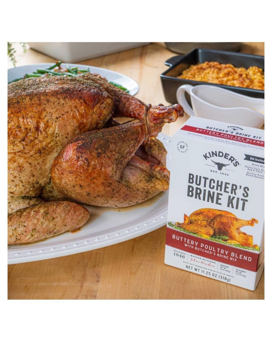 Butcher’s Turkey Brine Kit, 11.25oz, kinders and Turkey Bone Broth Gravy, 4oz,