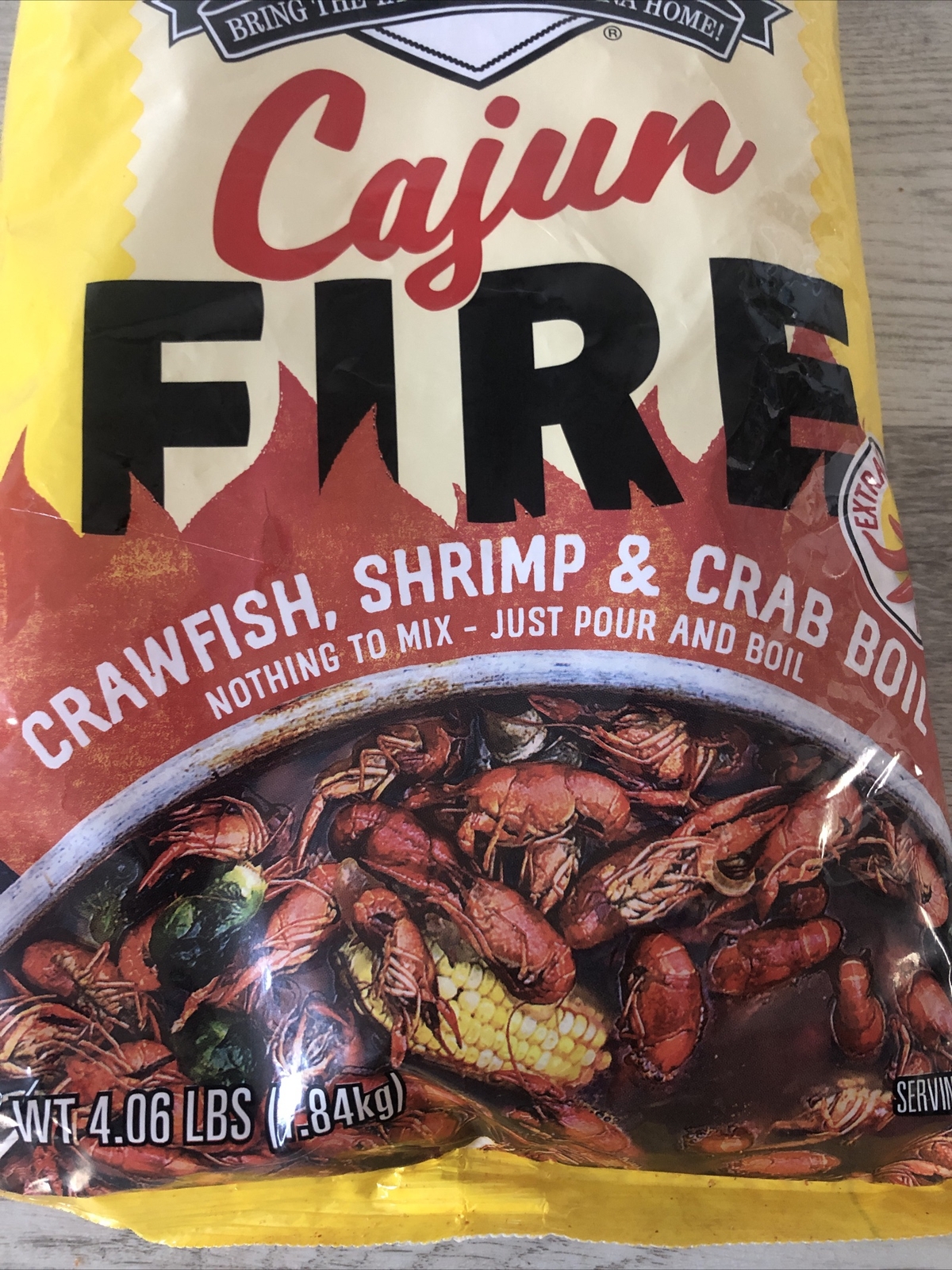 NEW CAJUN FIRE Louisiana Crawfish Crab & Shrimp Boil 4.06 Lbs Bag EXTRA SPICY