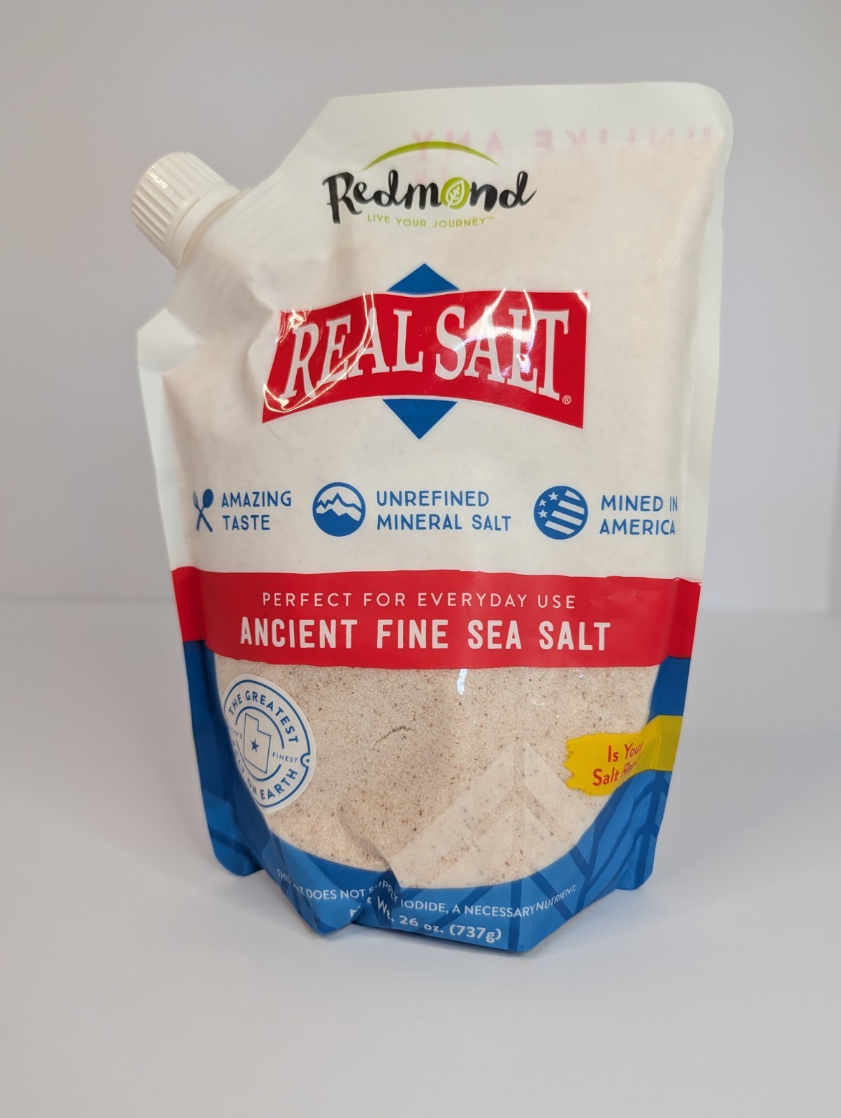 Redmond Live Your Journey Real Salt Ancient Fine Sea Salt, Net Wt. 26 Oz.