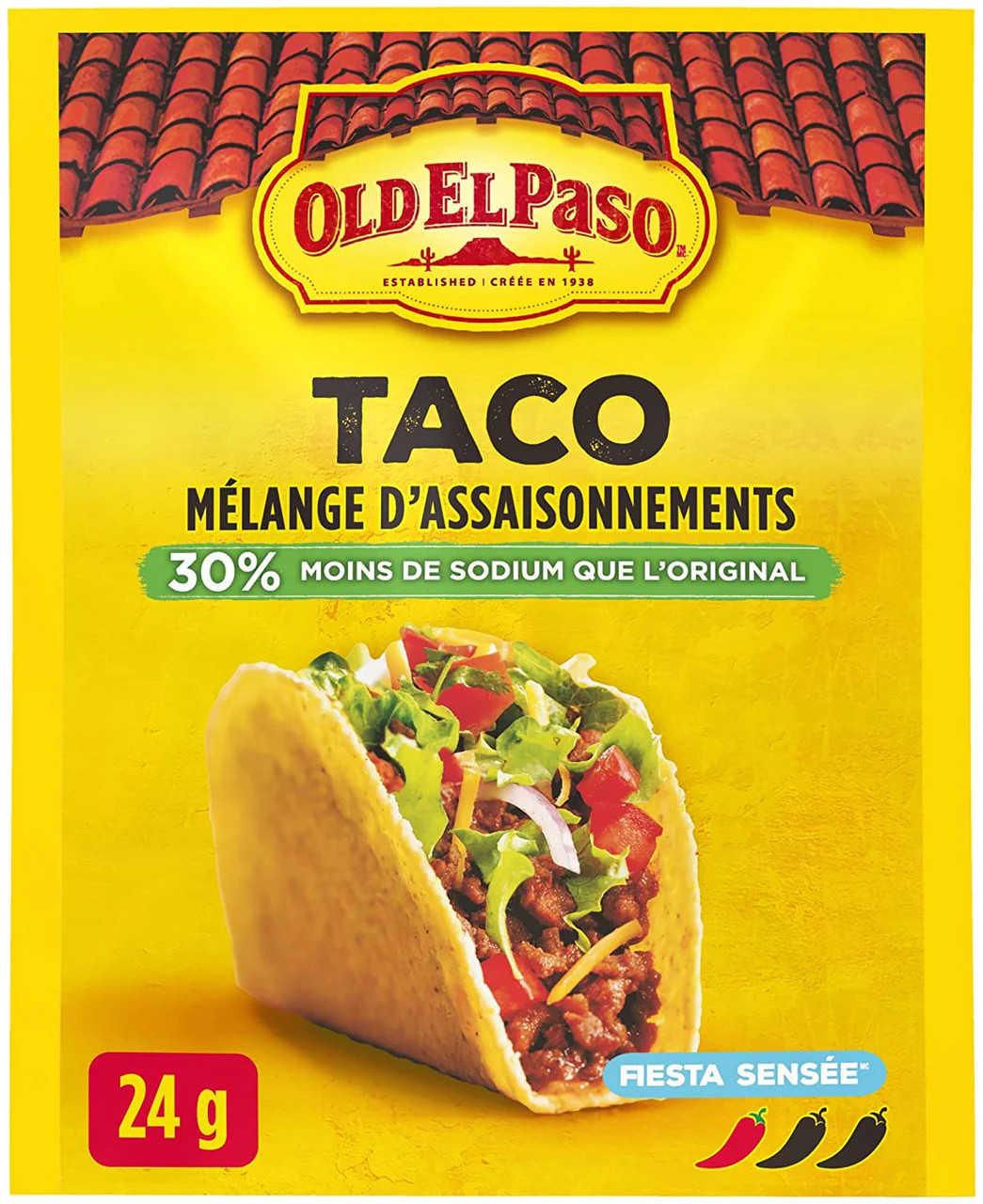 Old El Paso Smart Fiesta Reduced Sodium Taco Seasoning Mix, 24g/0.8 oz.,