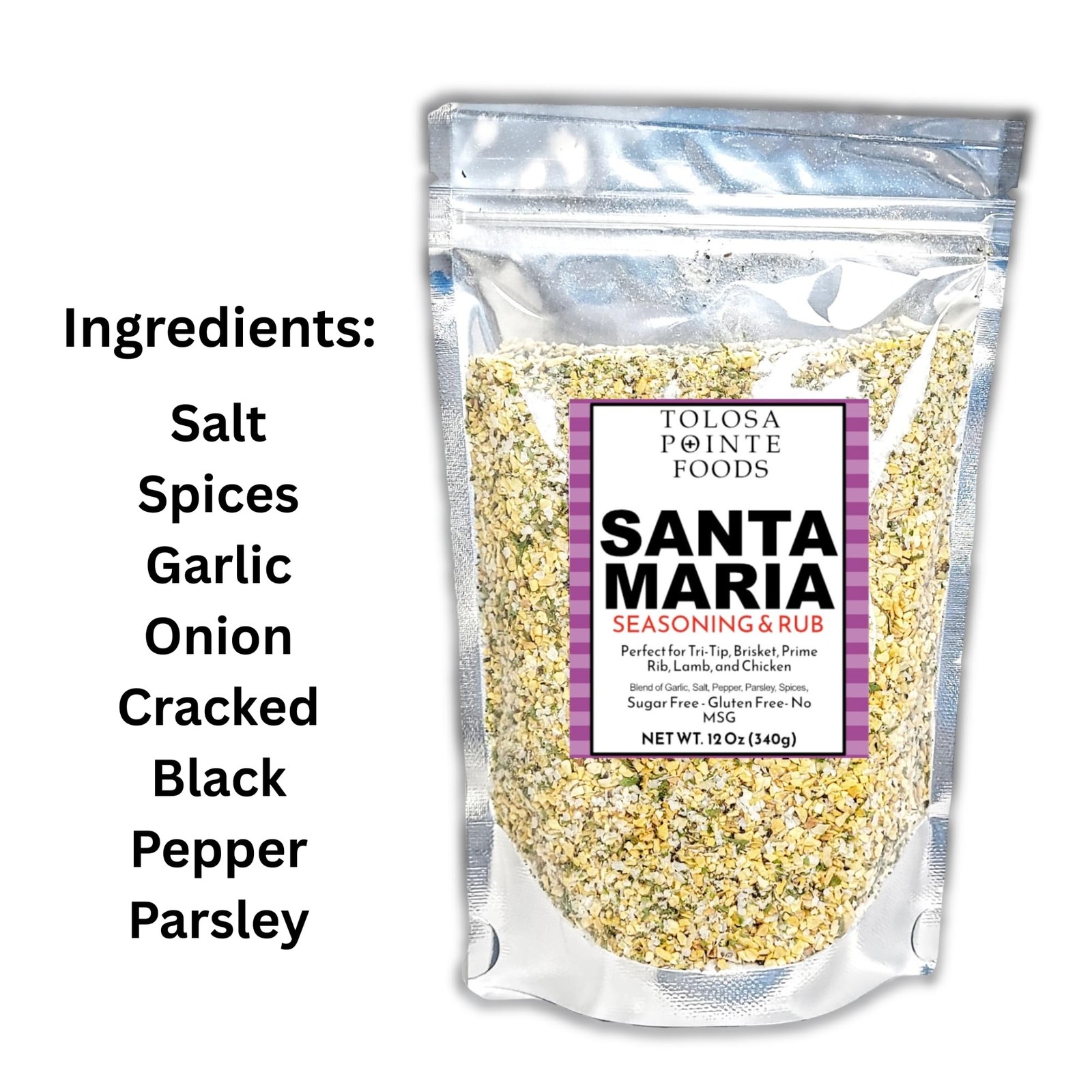 Tolosa Pointe Santa Maria Bbq Rub 12 Oz Sugar Gluten For Tri Tip Pork Steak