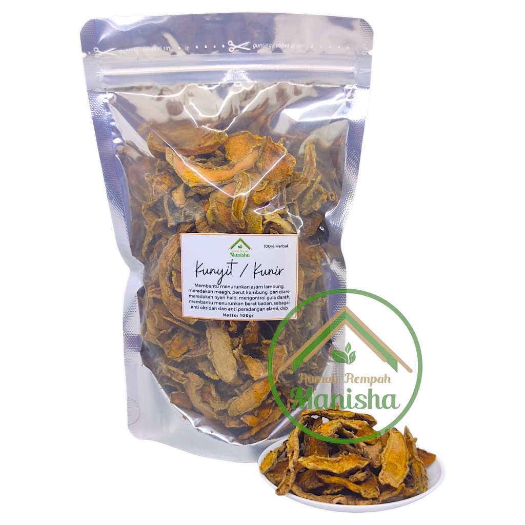Dried Turmeric Slices 100g Indonesian Cooking Spice